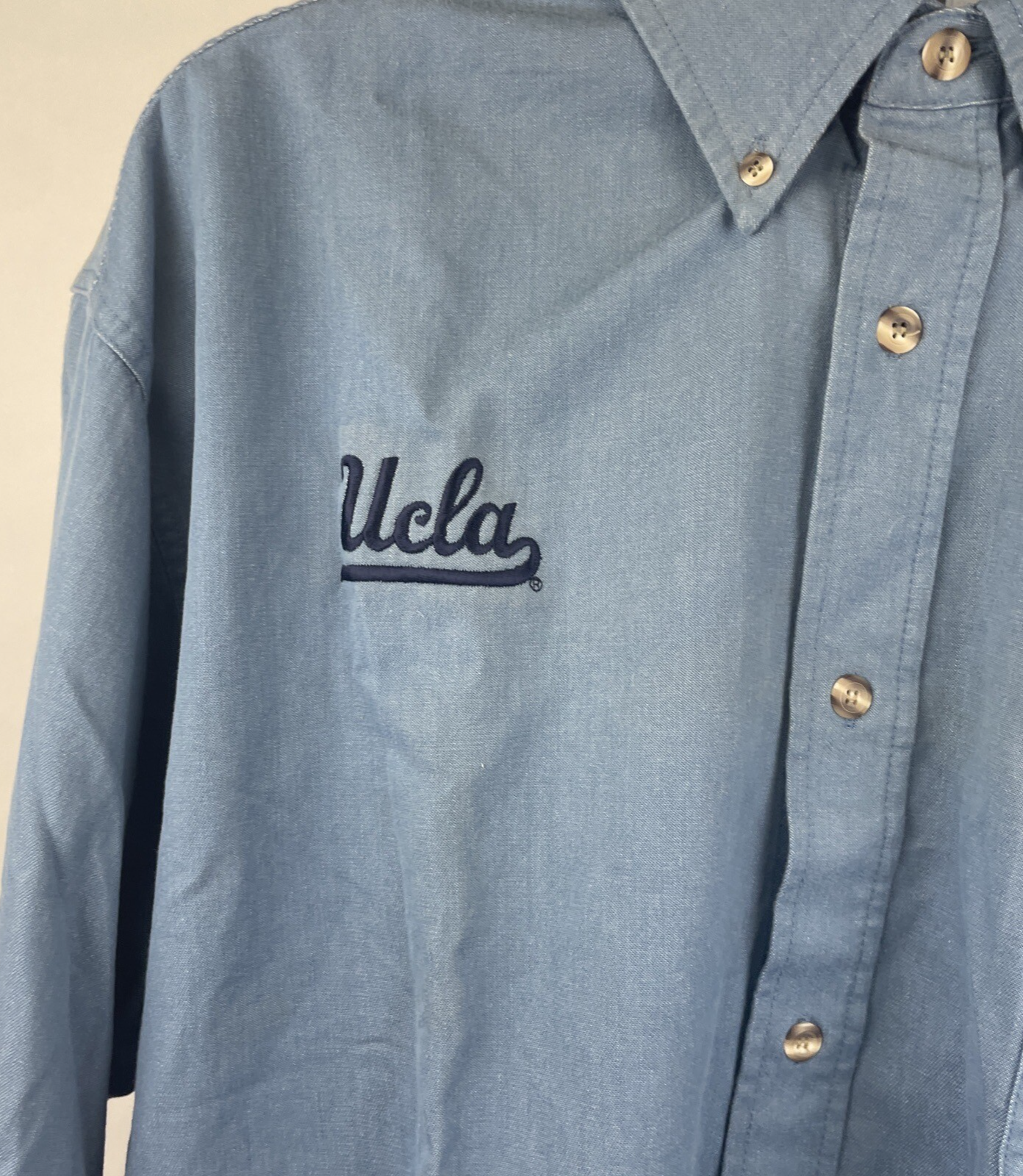 Reebok UCLA Mens XL Blue Long Sleeve Button Up Western Bell Cotton Bowl 1998 NOS