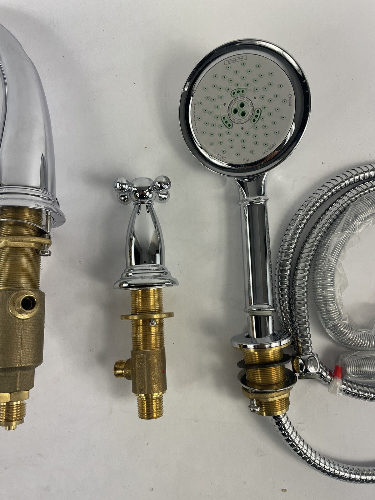 Hansgrohe 3 hole Faucet Tub Filler Swing C Double Cross Handler W/ Hand Shower