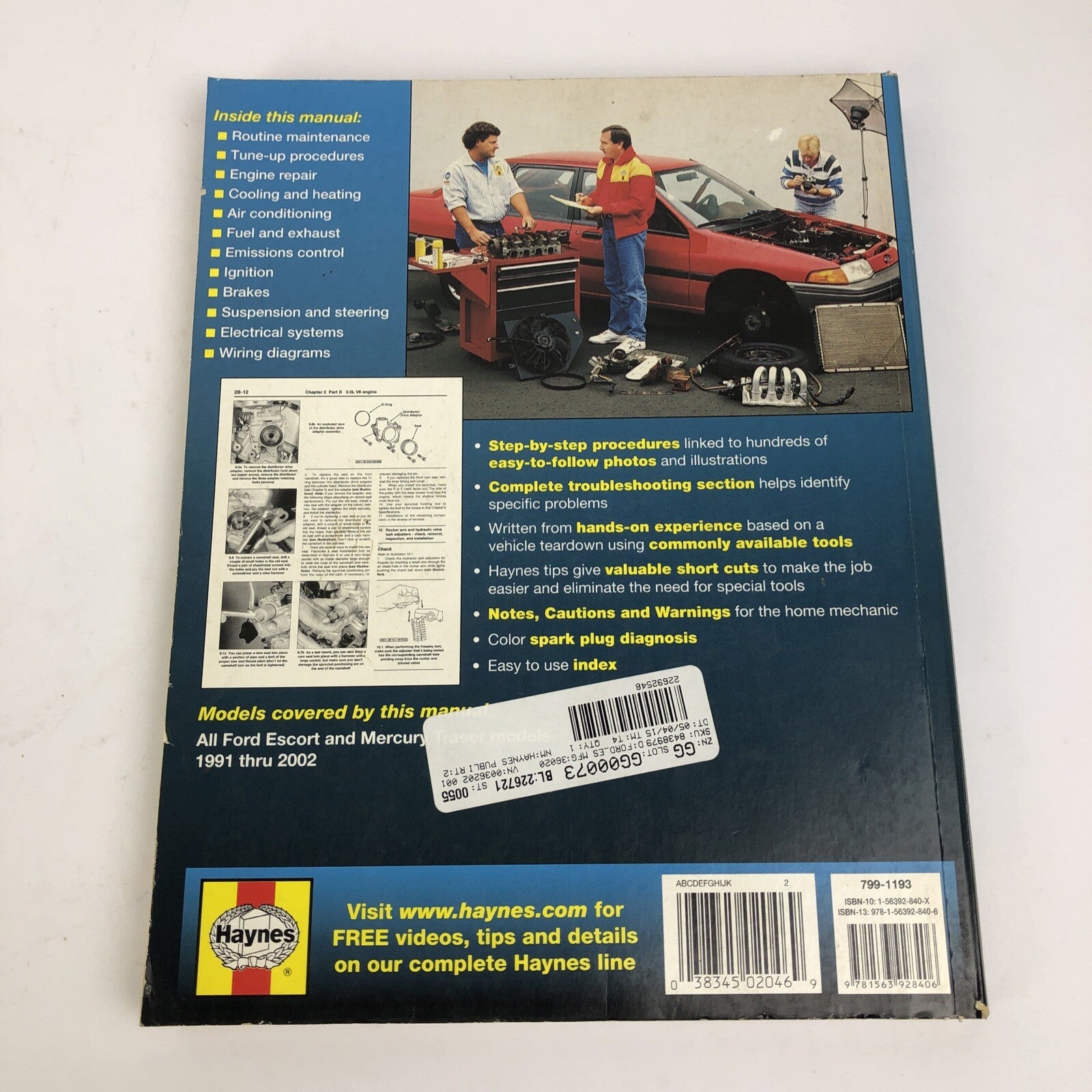 Haynes Repair Manual 36020 Ford Escort, Mercury Tracer 1991-2002