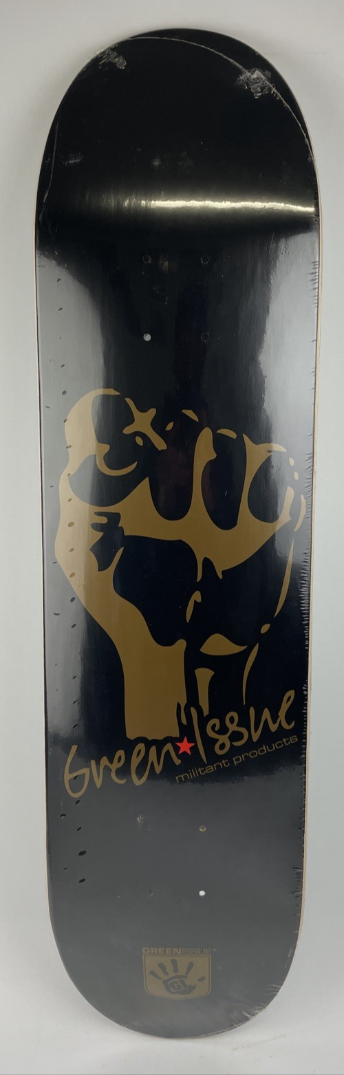 GREEN ISSUE Skateboards Gold Fist Militant Products Skateboard Deck 8.25" - Rare