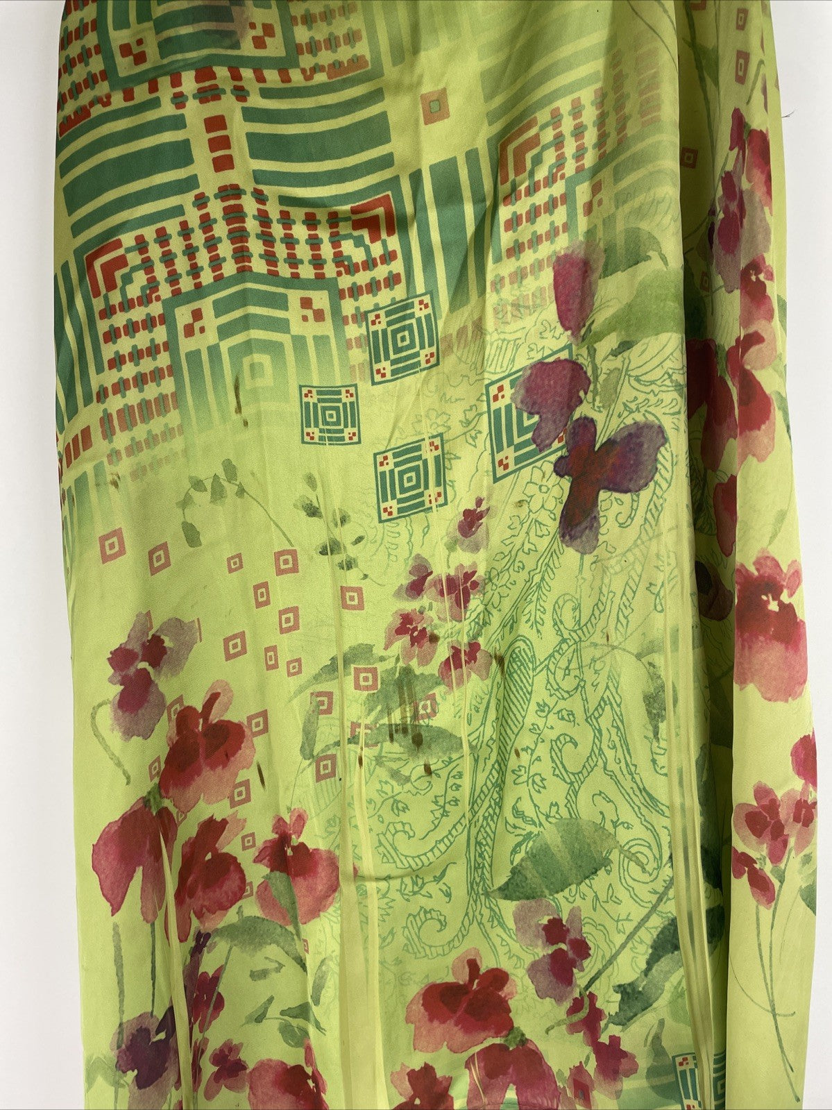 Lapis Green Floral High Low Silk Sleeveless Tunic Top Mini Dress Size M USA MADE