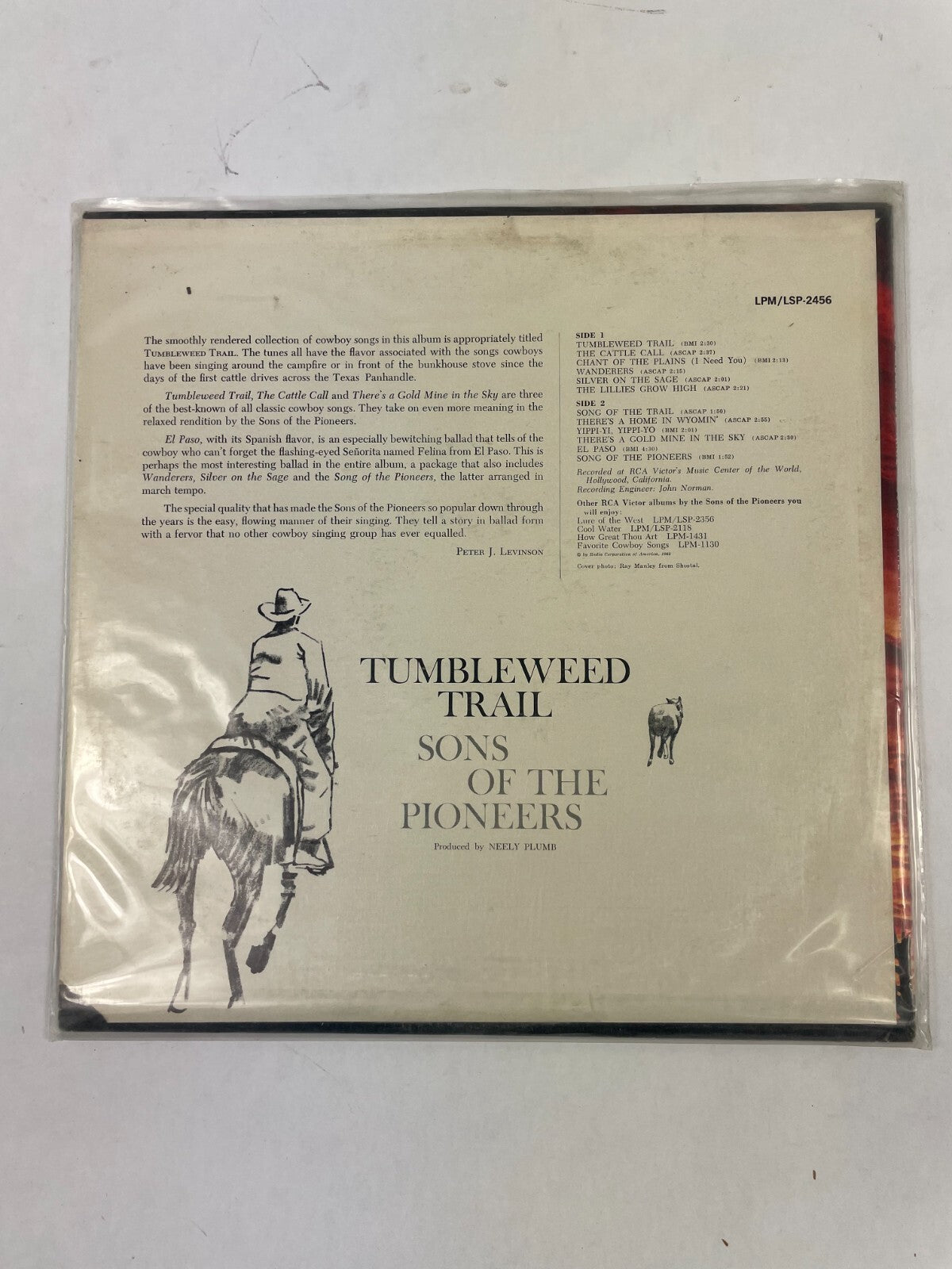 Tumbleweed Trail Sons Of The Pioneers The Cattle Call El Paso Vinyl Record
