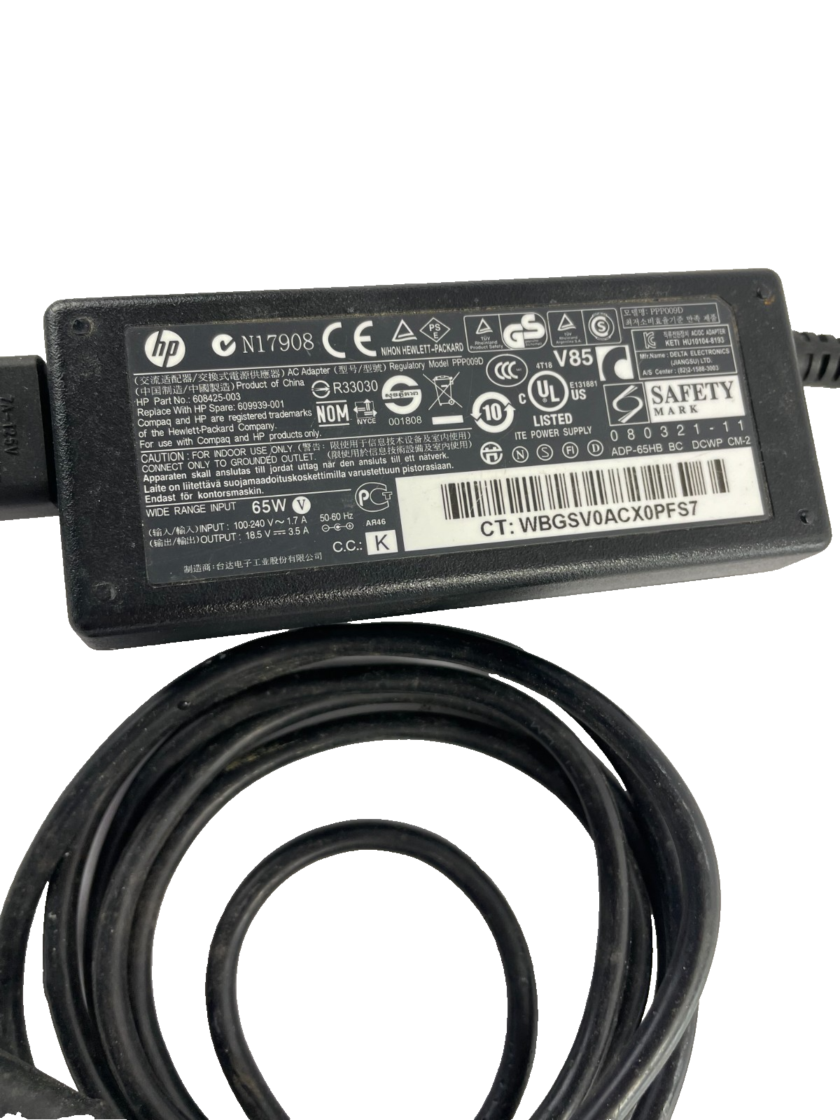 Geniune HP Model PPP009D Output 18.5V 3.5A AC Power Supply Adapter #A85