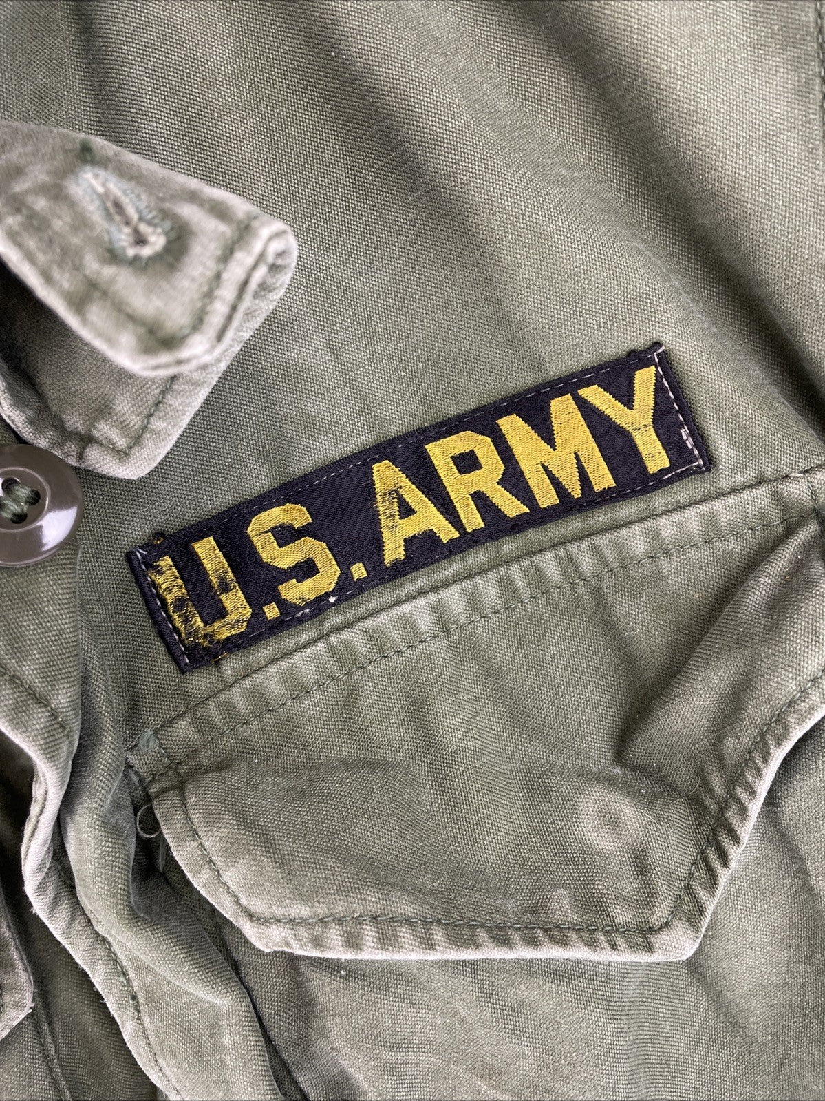 Vintage US Army Coat Mens XS Olive Green Field Jacket WR Sateen OG107 Military