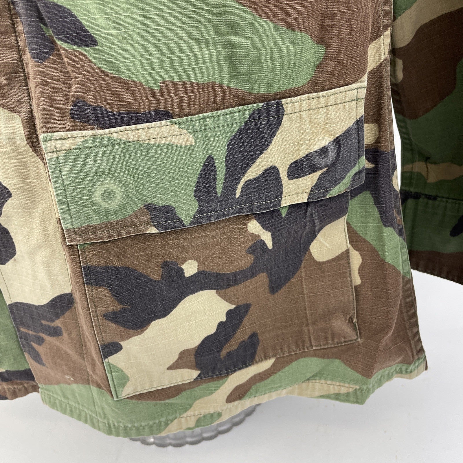 US Marines Camo Cargo Jacket Coat Hot Weather Woodland Combat Small Long