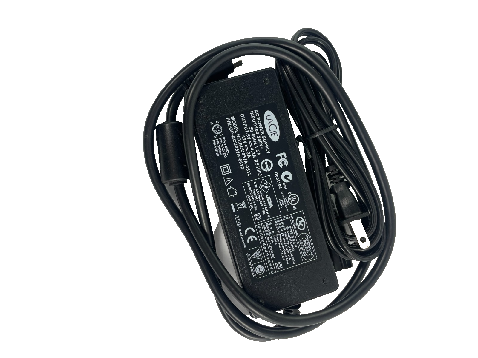 Geniune Lacie Model ACUO57A-0512 Output 5-12V 4.2A Power Supply AC Adapter #A83