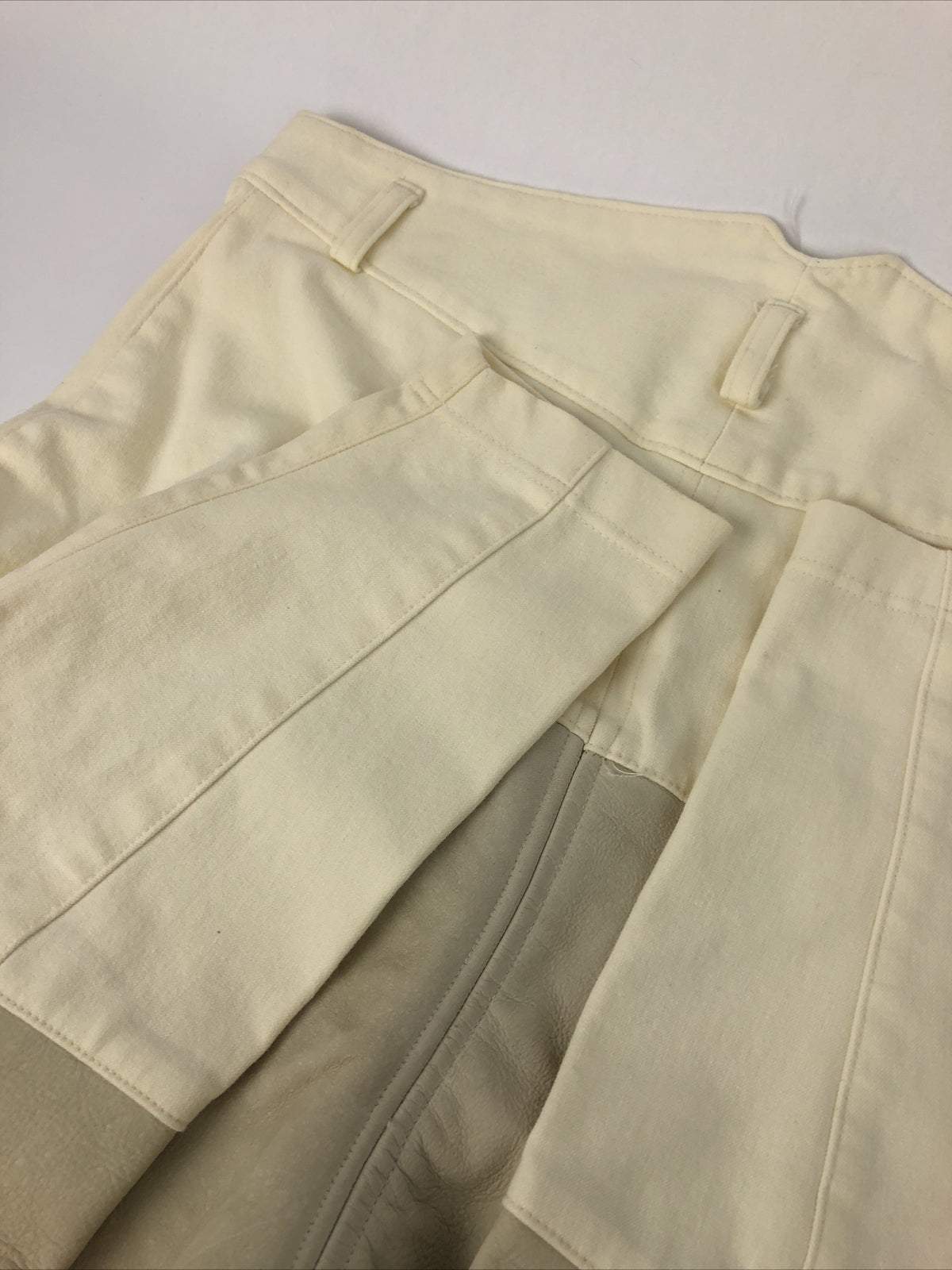 EQUI Wear Women’s Leather Knee Patch Breech Riding Pants Equestrian Cream Sz 30