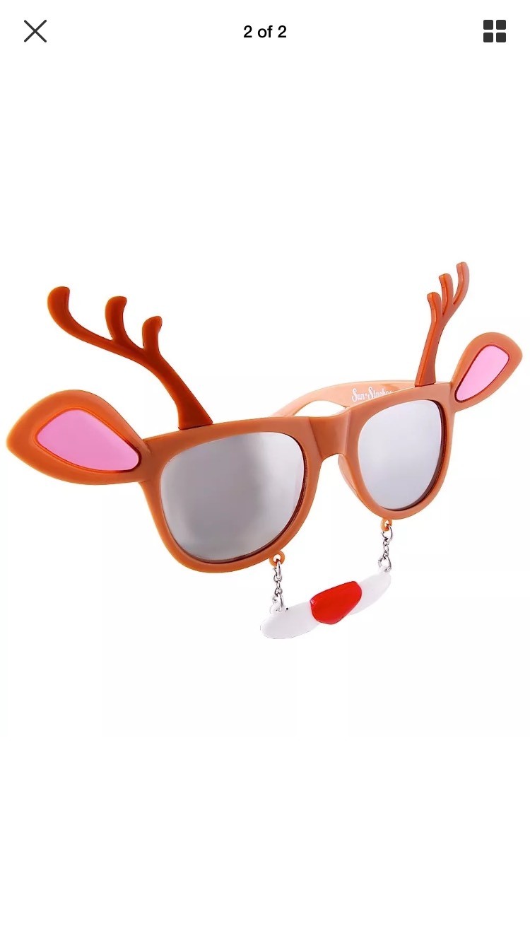 Sunstaches Holiday Reindeer Clear Lens Glasses Christmas Costume Gift !!