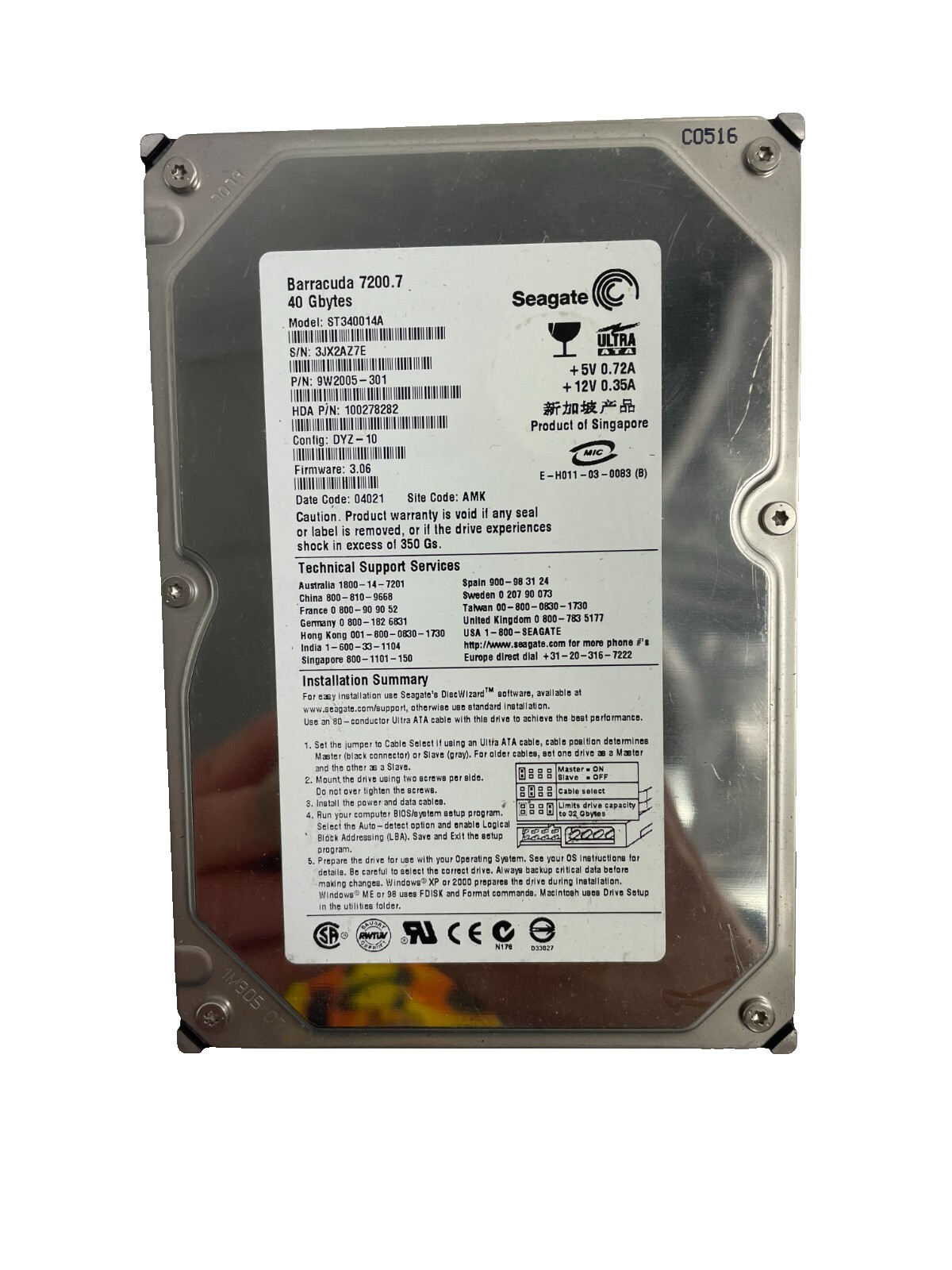 Seagate Barracuda 7200. 7 Model ST340014A Internal Hard Drive Cache 2 MB