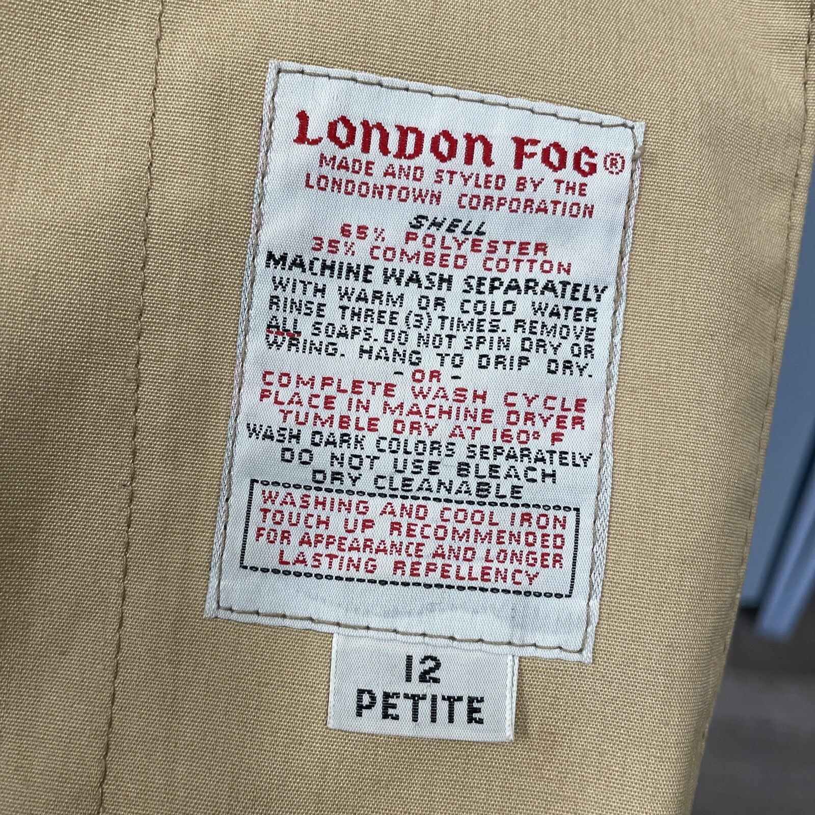 LONDON FOG MAINCOATS Women's Long Beige TRENCH COAT w Removable Liner* 12P VGC