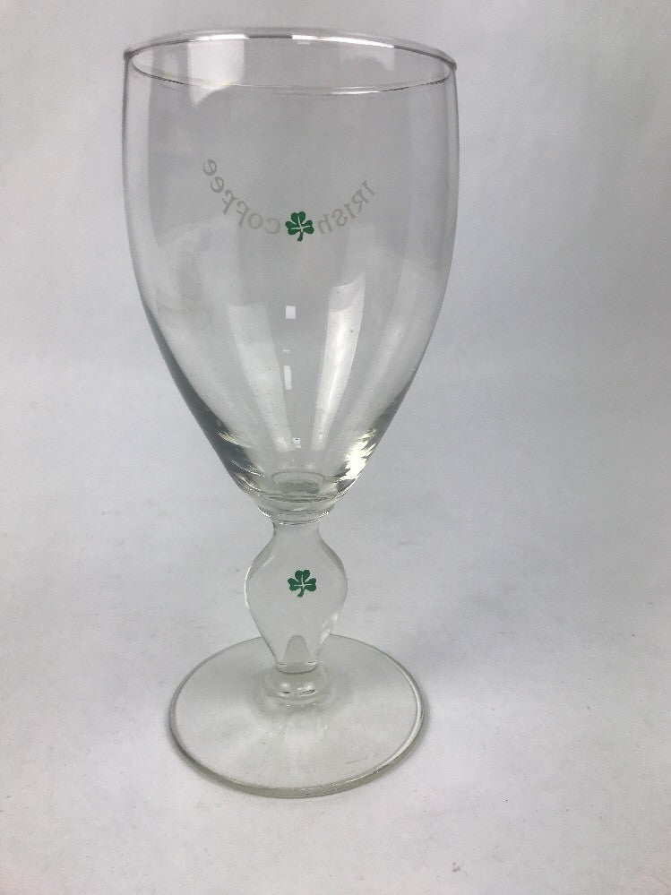 Irish Coffee glass shamrock on stem 6" tall Irish Creme Coffee