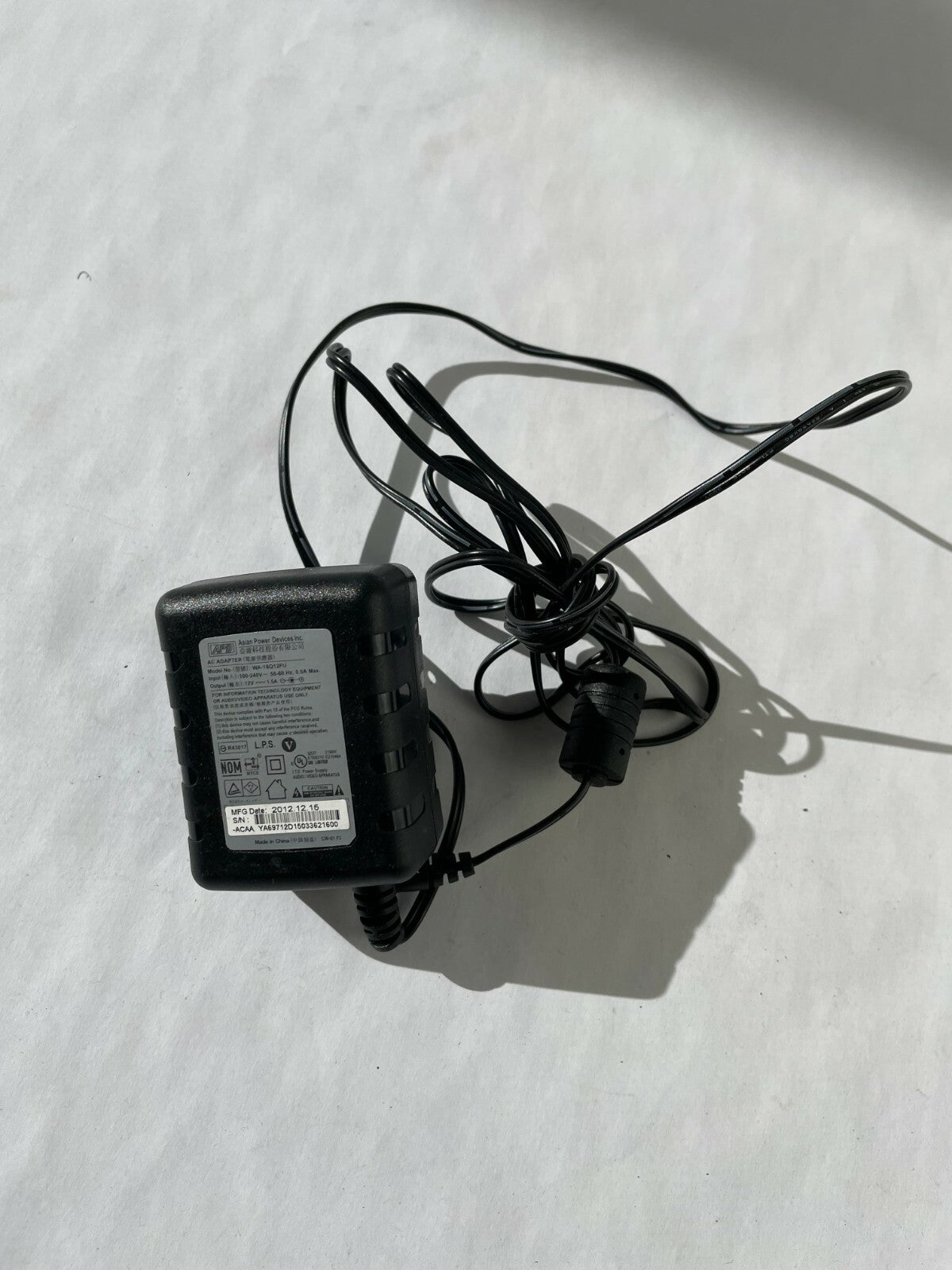 Genuine Asian Power WA-18Q12FU Output 12 V 1.5 A Power Supply Adapter A81