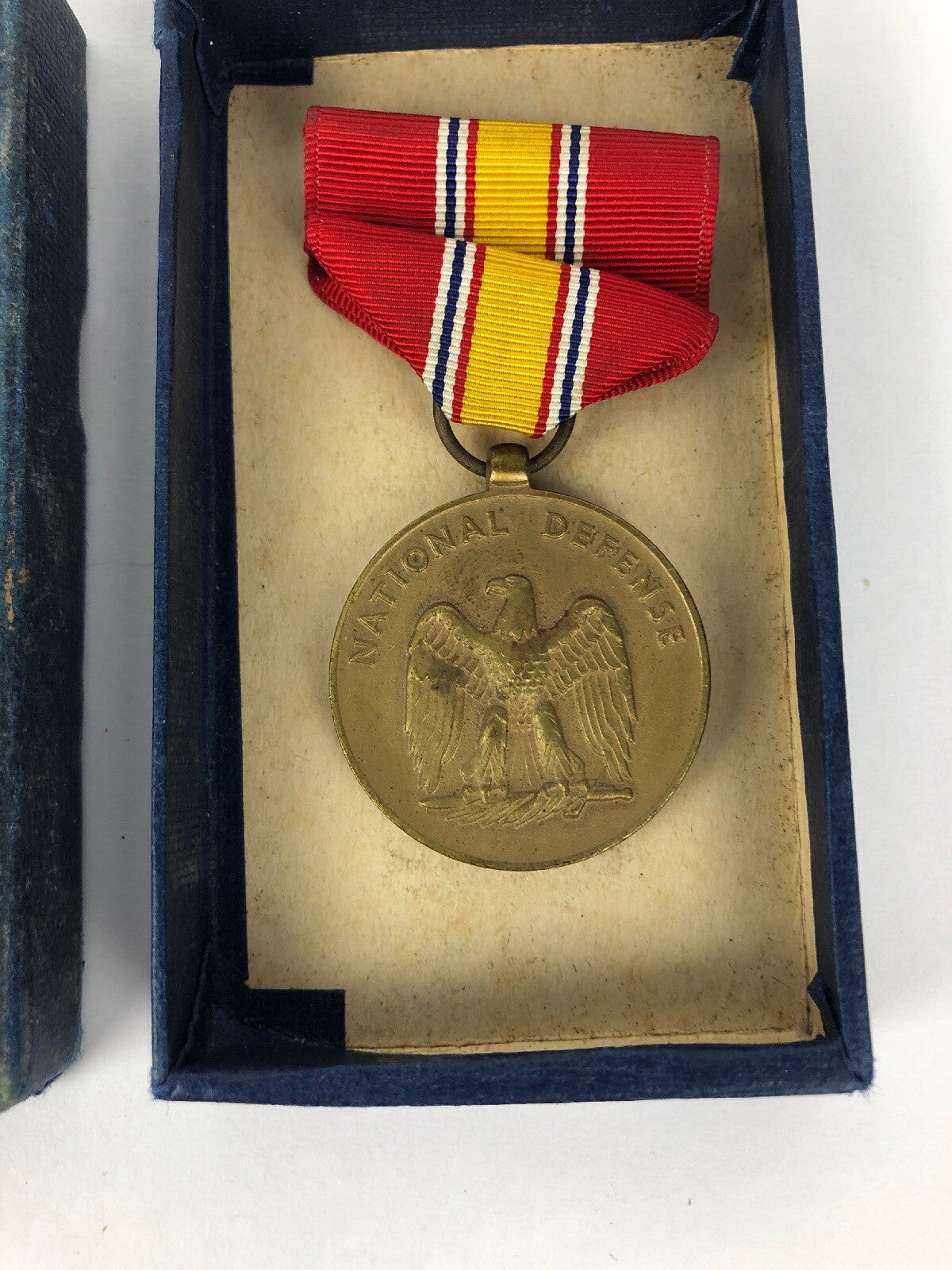 Vintage 1953 Medal National Defense & Ribbon With Original Box - FSTSHP USA
