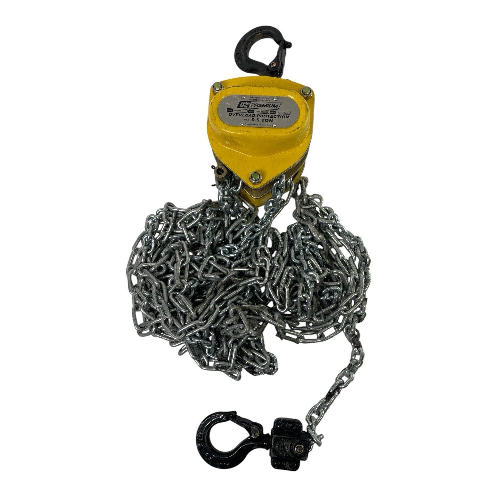 OZ Premium OZ005-10CHOP 1/2 Ton Chain Hoist 10' Lift w/ Overload Protection