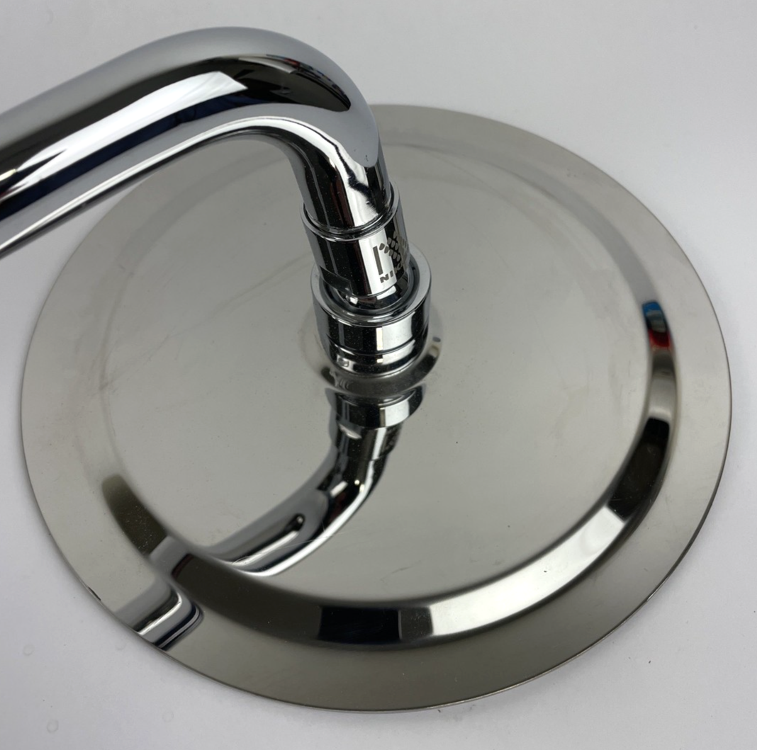 Nikles rainfall shower head with 12 inch extension arm and flange polished chrome 7.75 inch