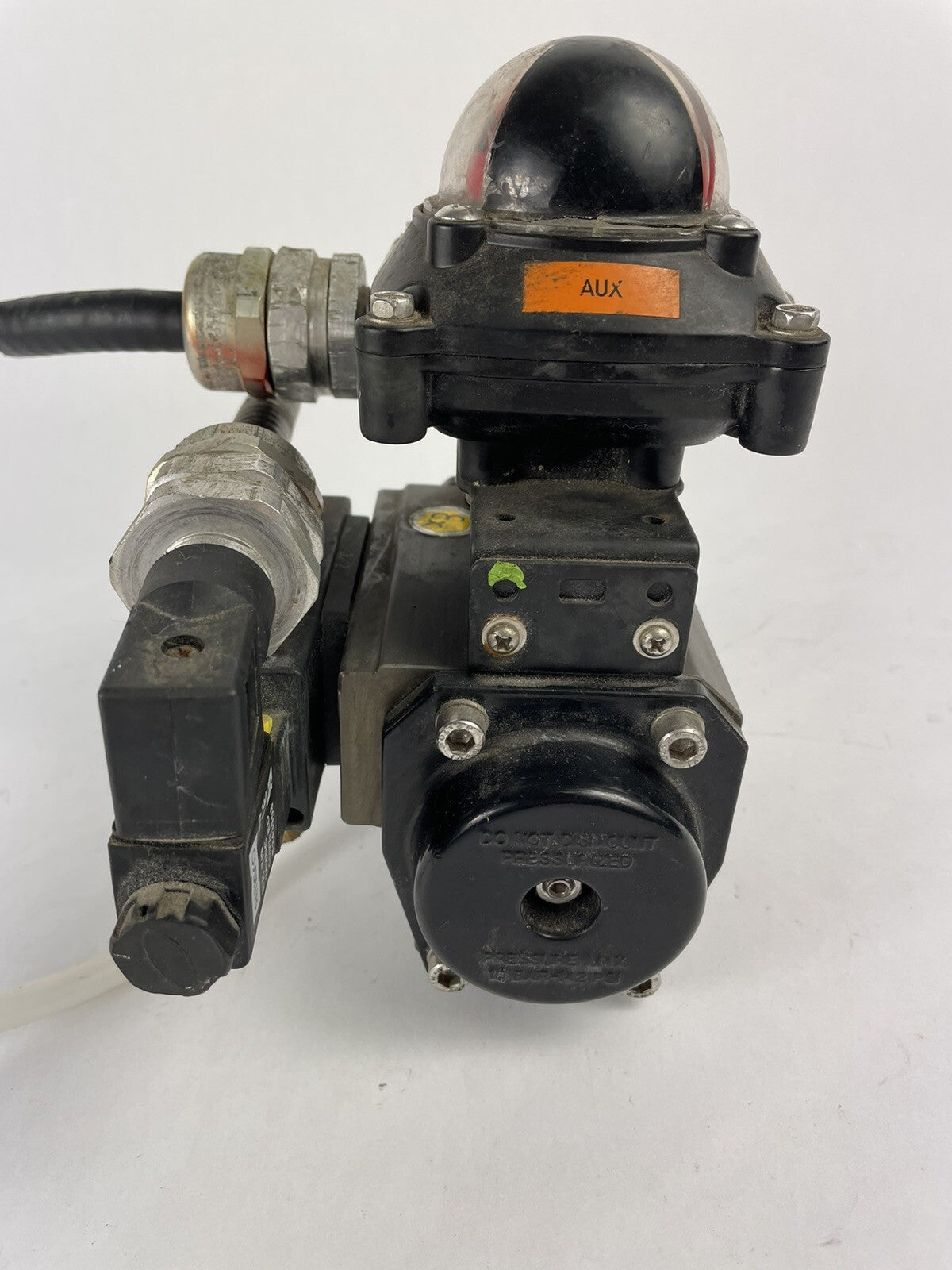 Valworx SR63 spring return pneumatic air actuator with solenoid and limit switch