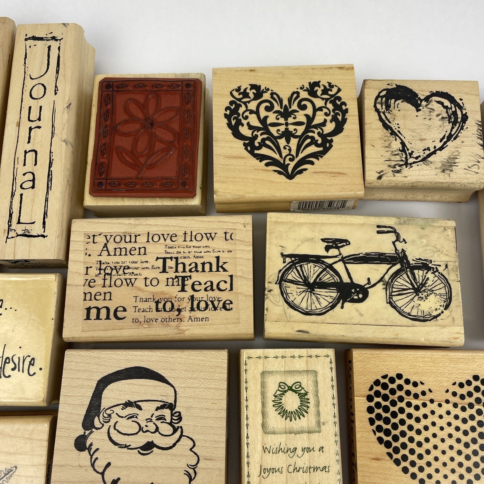 Rubber Stamp Lot of 34 SANTA Flowers Christmas Words Scrapbook Paper New Used