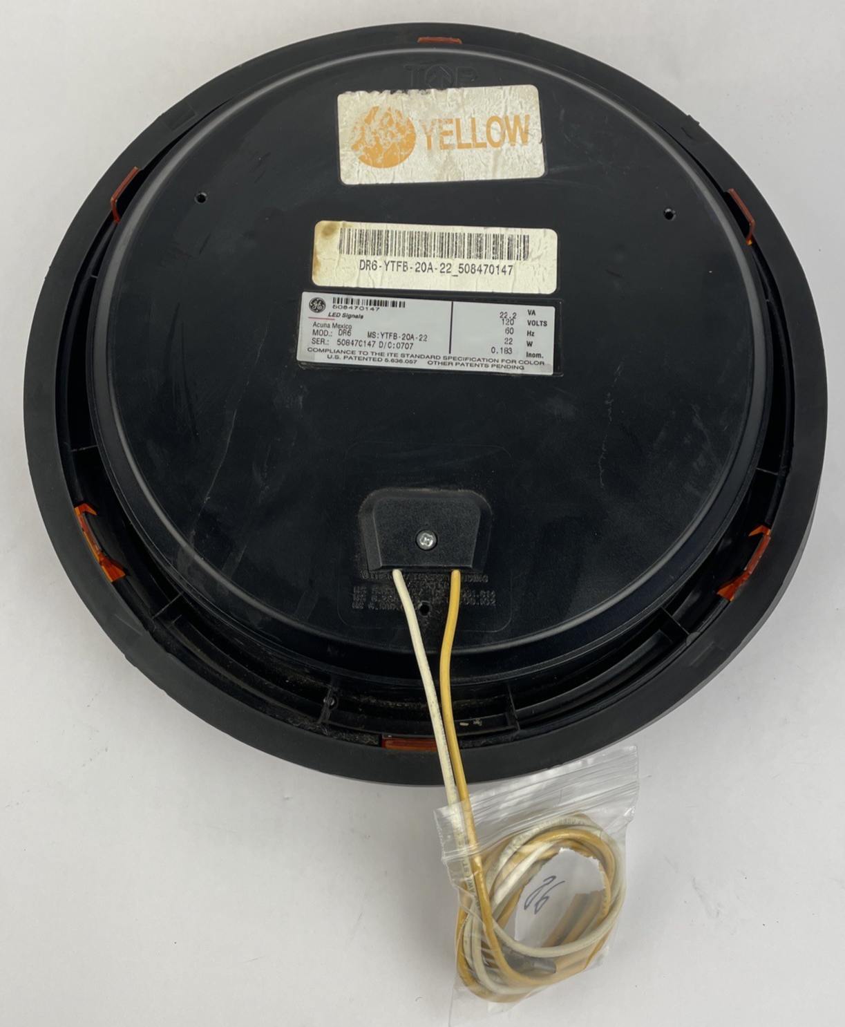 12" General Electric Yellow LED Traffic Light Signal Lens 120V Model  DR6     ab