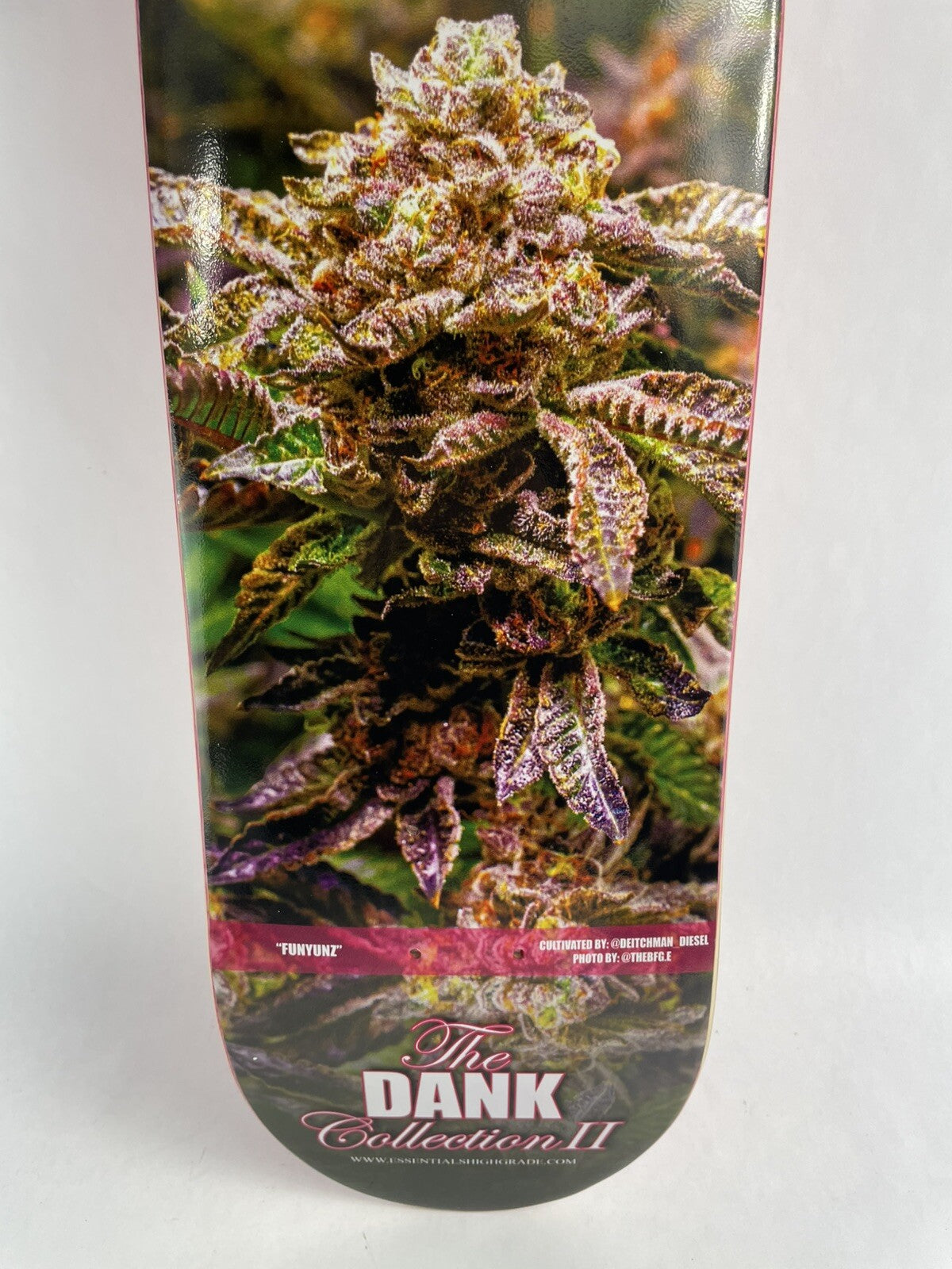 Funyunz Cannabis Week 8.125-inch hard rock maple skateboard deck with grip tape.