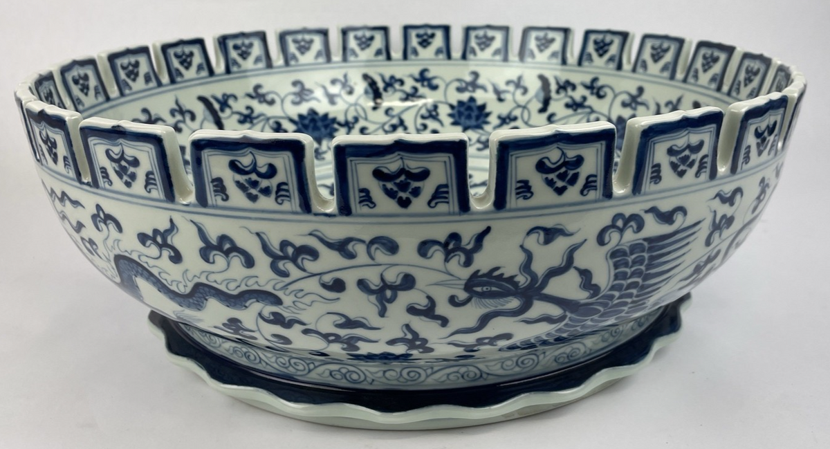 OEM Linkasink Cloisonné Ceramic MING DYNASY Basin Sink Dragon OD 17” x 6” RARE