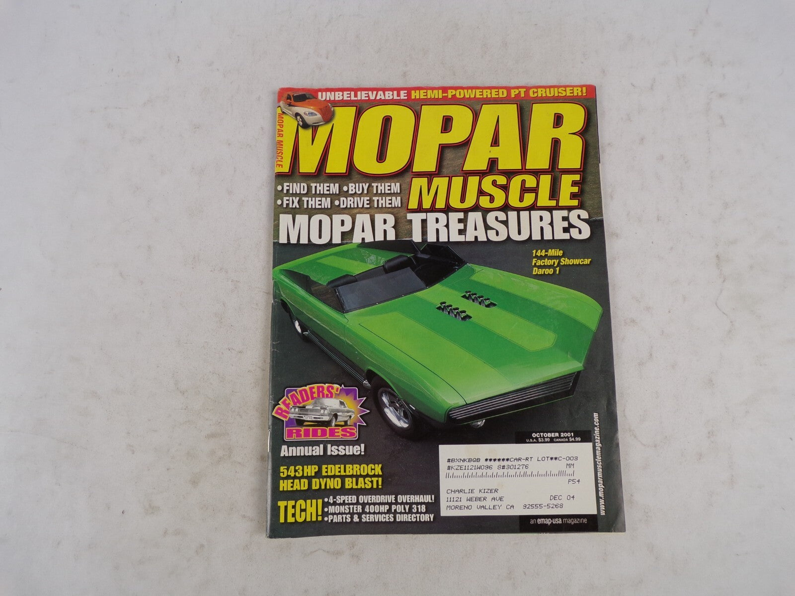October 2001 Mopar Muscle Mopar Treasures Unbelievable Hemi-Powered PT Cruiser!