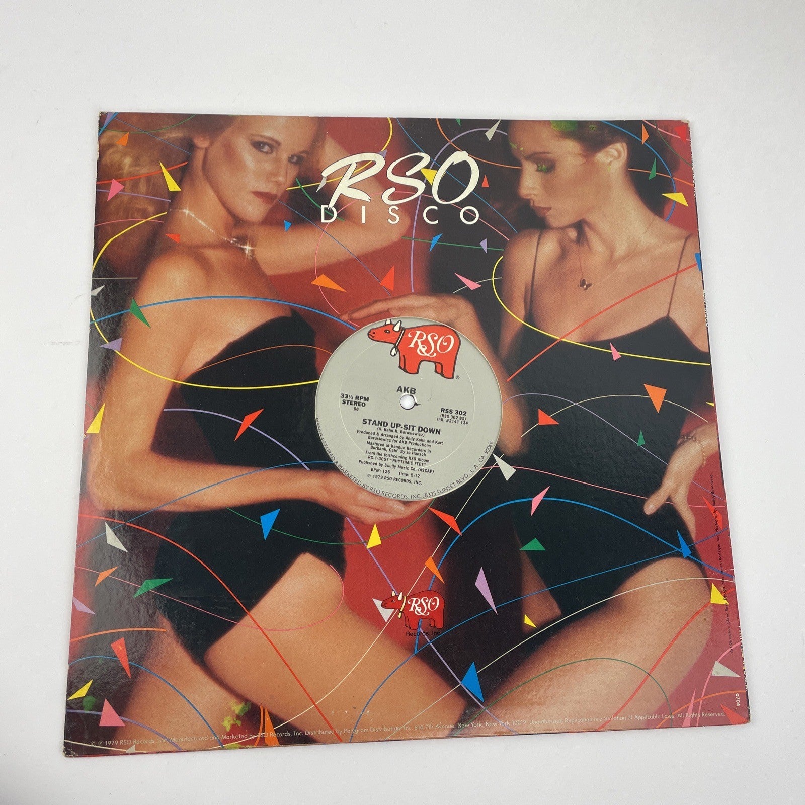 AKB STAND UP-SIT DOWN 12" DISCO RECORD 1979 RSO RECORDS WHITE LABEL DJ PROMO