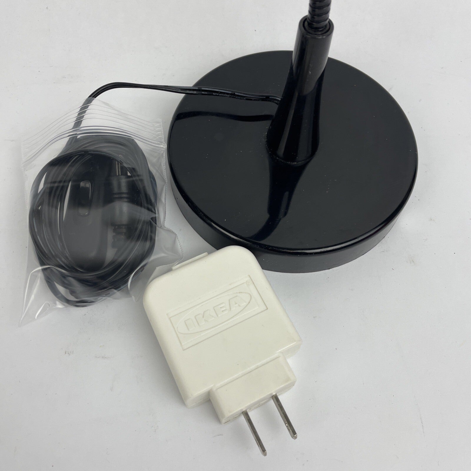 Vintage IKEA JANSJO Goose Neck Desk Lamp light LED warm BLACK w White Adapter