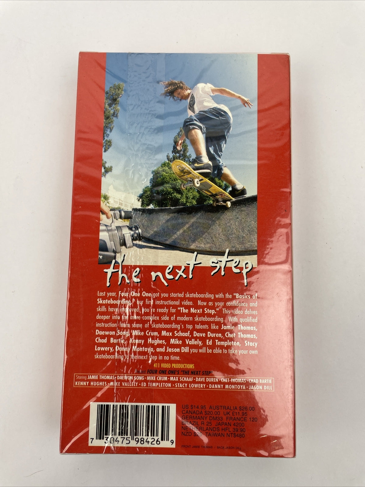 411VP Basics of Skateboarding The Next Step 2002 VHS featuring Jamie Thomas, brand new factory sealed instructional skateboarding video.