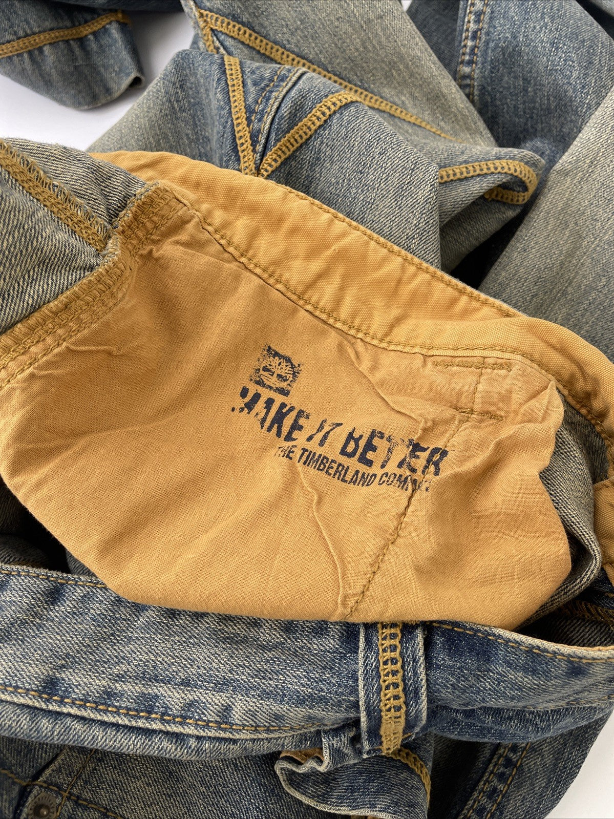 Timberland Denim Jeans Mens Size 38 X 32 Straight Leg Baggy Embroidered