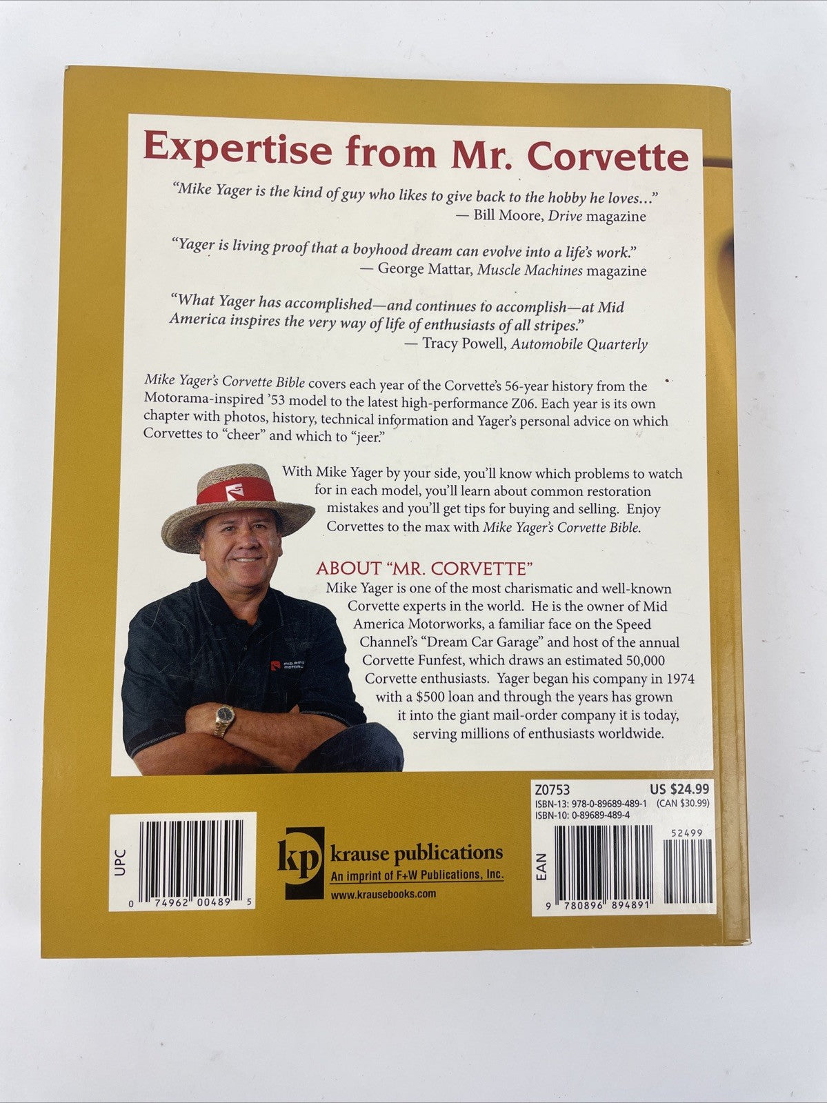 Mike Yager's Corvette Bible : Specifications, Hundreds of Photos, Buying Tips VG