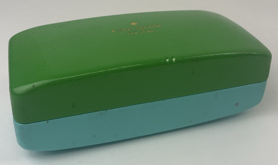 Kate Spade Glasses Sunglasses Case Blue Green Designer New York Hard Shell Felt