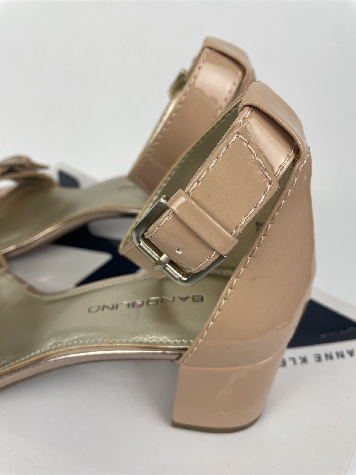 Anne Klein Sport  Bandolino Patent Pink Cream Heel Pump Open Toe Size 6M - NEW