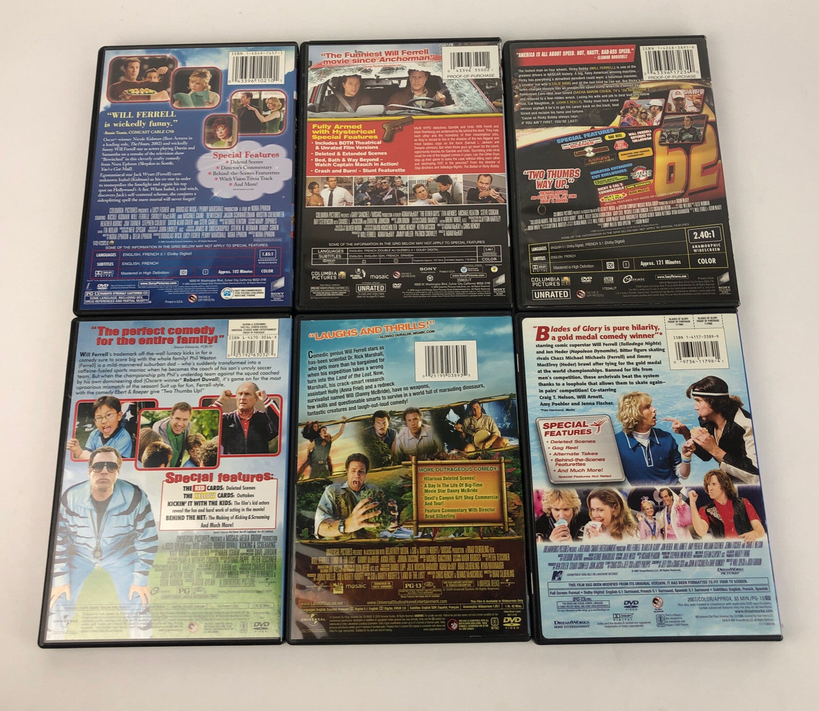 6 x Will Ferrell DVD Lot * Talladega Nights, Blades of Glory, The Other Guys +++