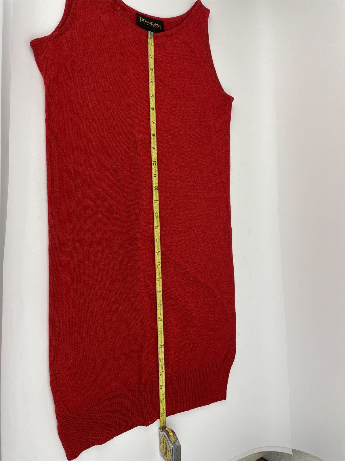 DONNA KARAN Knit Dress Solid Red Sleeveless Women's Size S Classic Style VGC