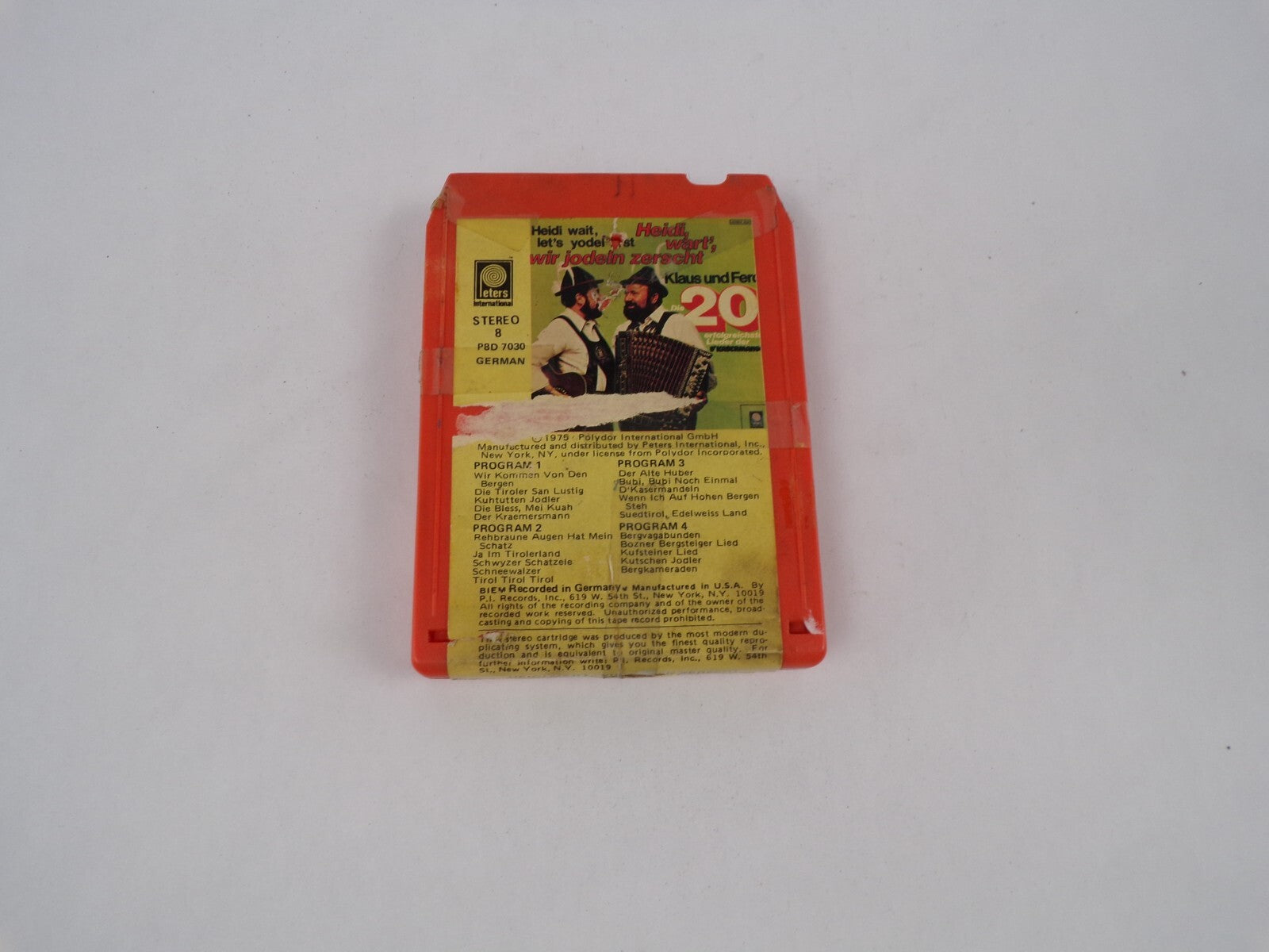 Klaus u.Ferdl Heidi Wart' Wir Jodeln Zersclnt Stereo Tape Cartridge