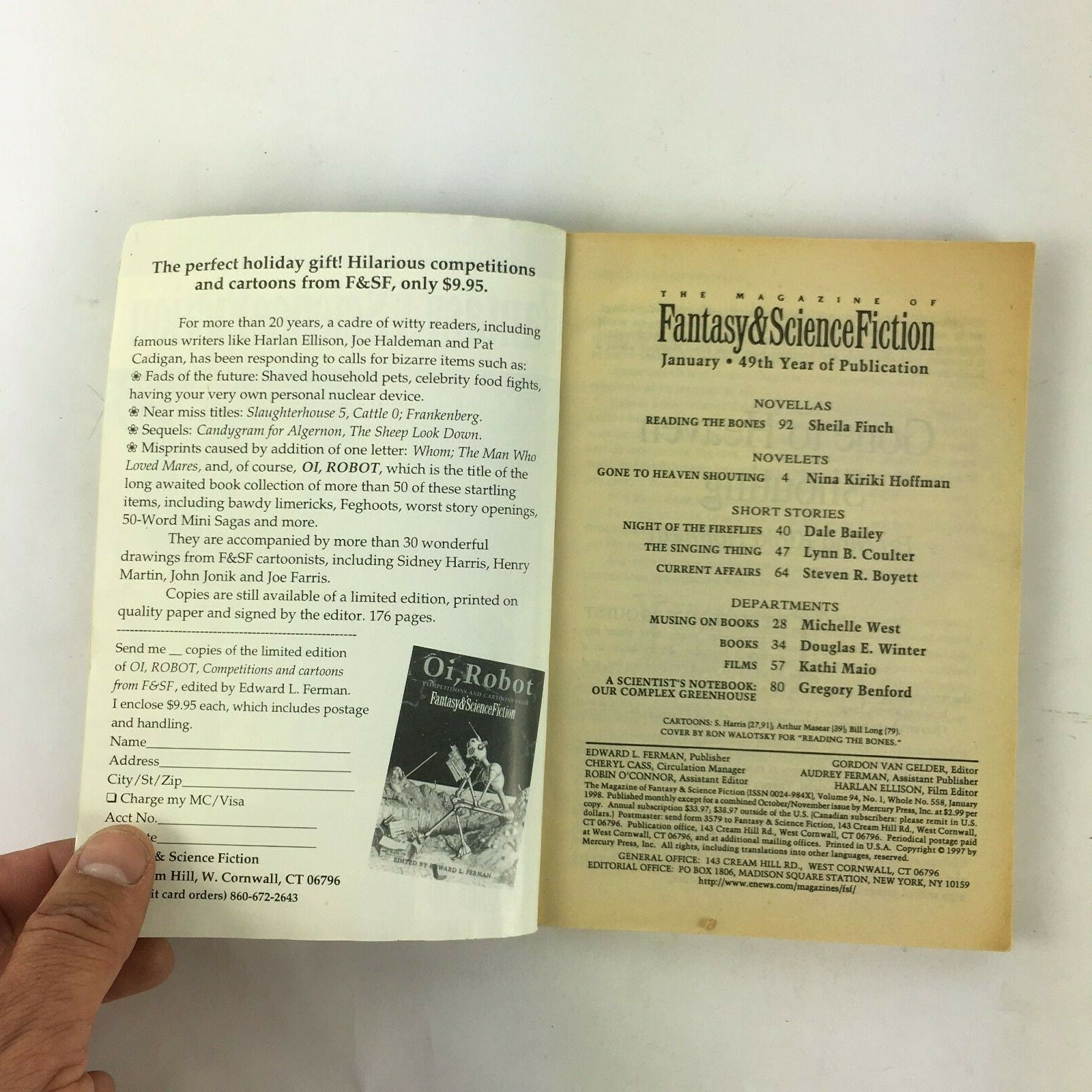 January Fantasy & Science Fiction Magazine Nina Kiriki Hoffman Gregory Benford