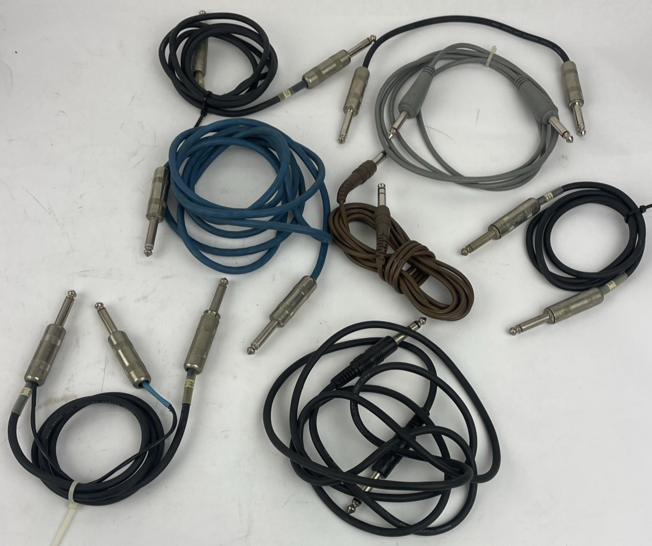 1/4" Mono Jack Male to 1 4" Mono Jack Male Cable Lot of 8 Assorted Lengths