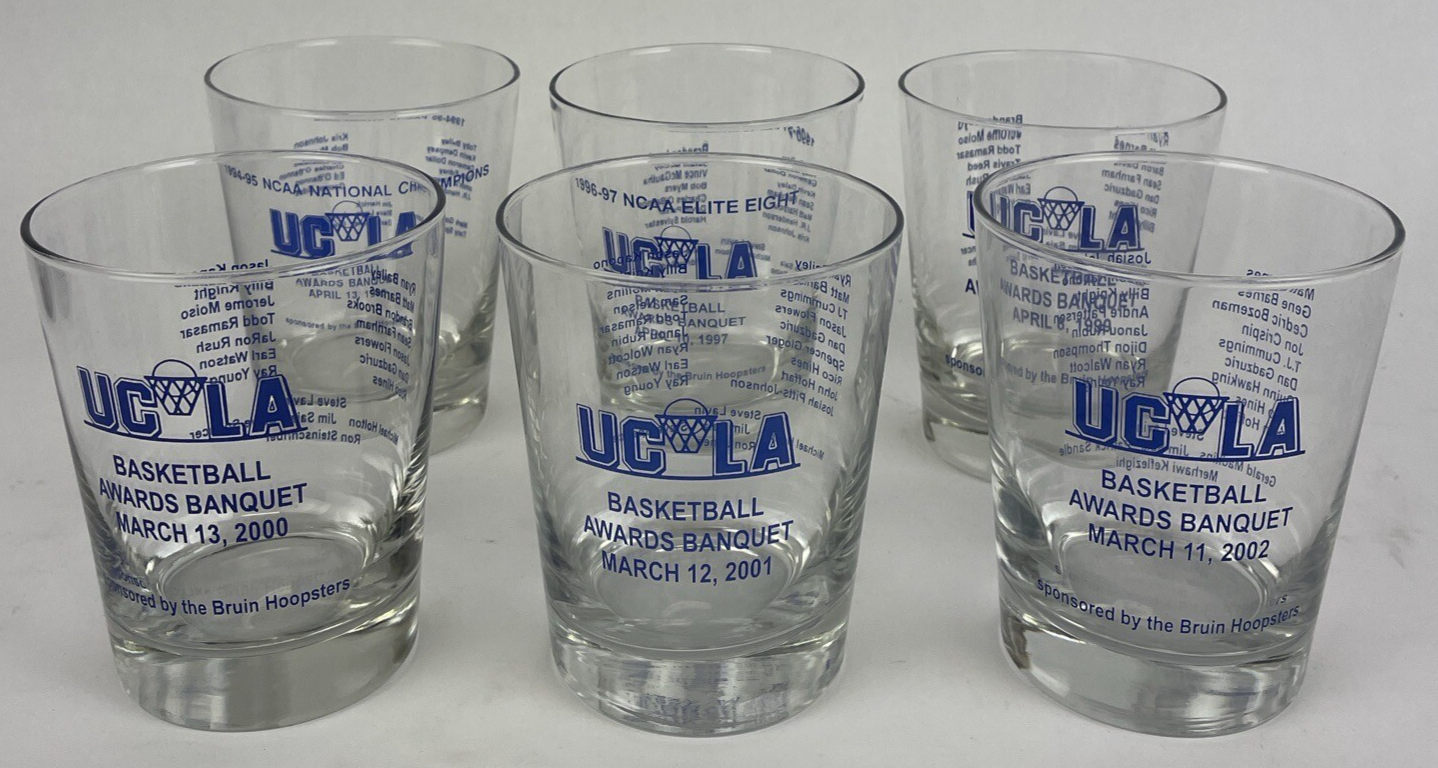 6 x UCLA Bruins Basketball Awards Banquet Bar Highball Glass 95 97 99 00 01 02