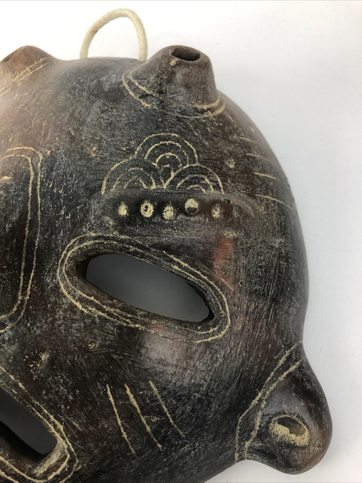 Rare African Art sculpture Terra Cotta Tribal Mask Wall Art - LOOK 8" x 8"