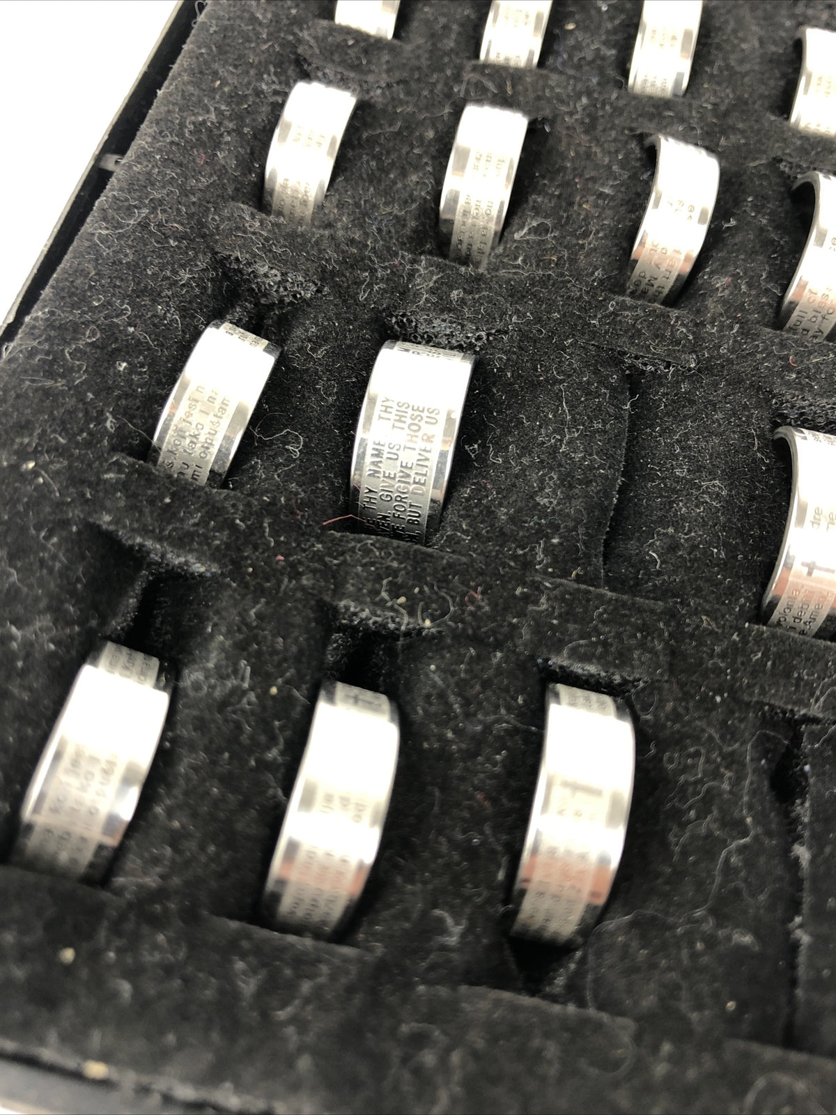 29 x Kids Stainless Steel Bible Lord's Prayer Cross Ring English & Portuguese