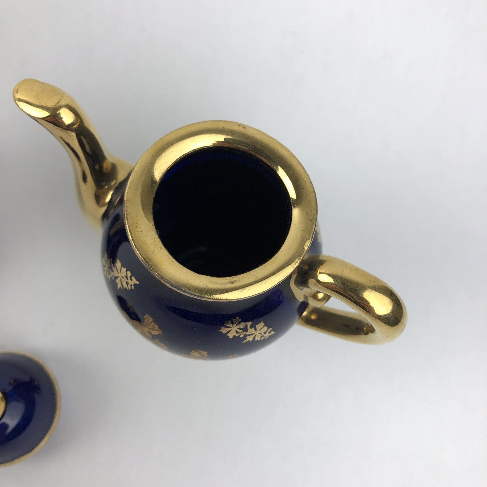 2 x Limoges Cobalt Blue Gold Courting Couple Fragonard Signed Mini Pot 3.5" LOOK