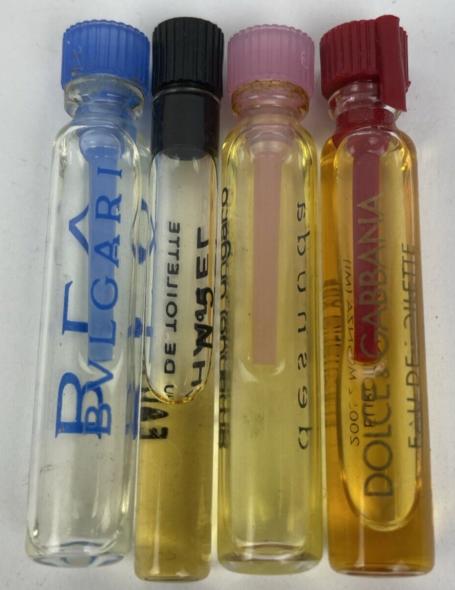Lot of 4 Women Eau de Toilet Samples CHANNEL N0. 5 BVLGARI DOLCE GABBANA desnuda