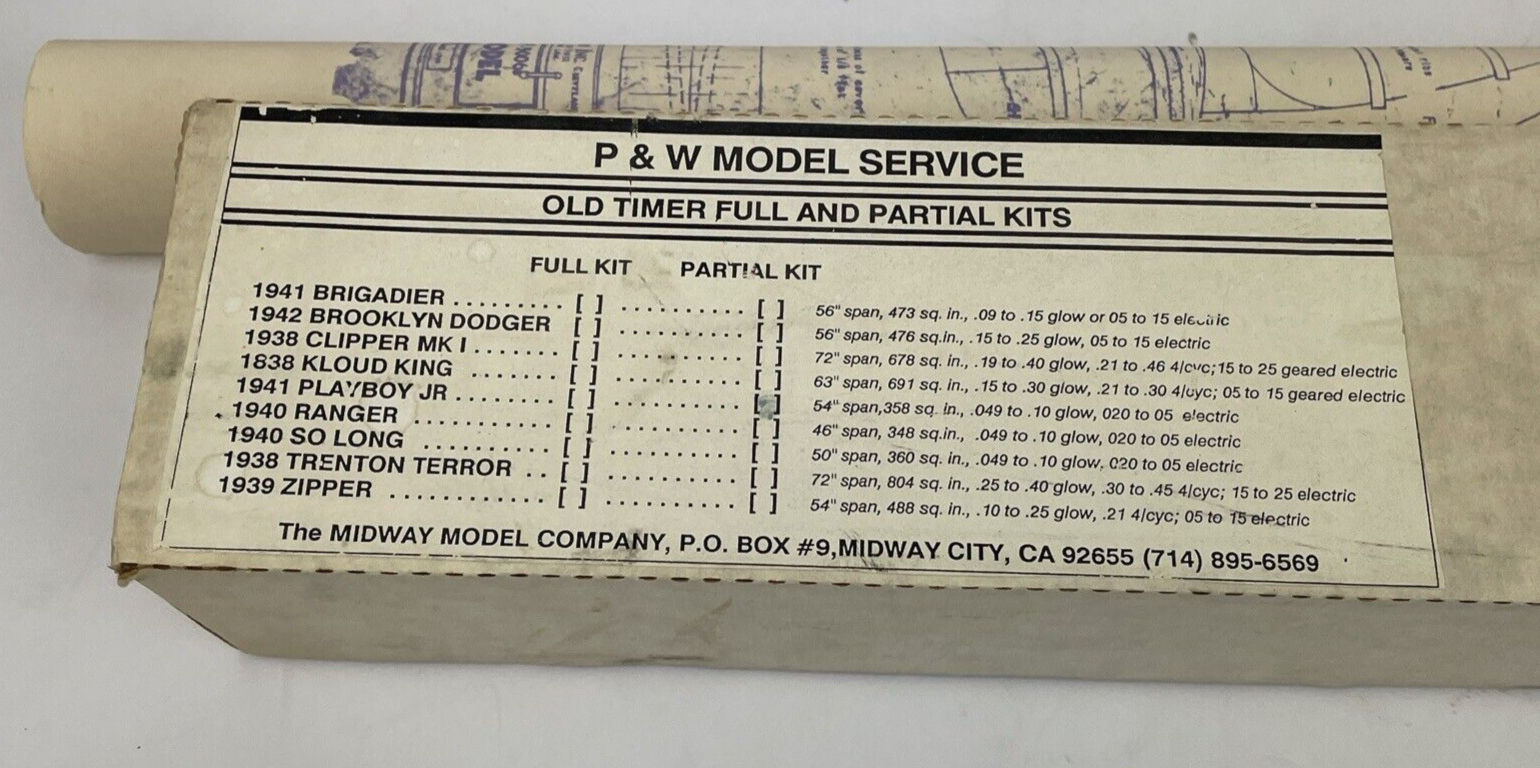 Original  PLANS BLUEPRINTS RARE 1941 Playboy Junior -  BALSA MODEL AIRPLANE KIT