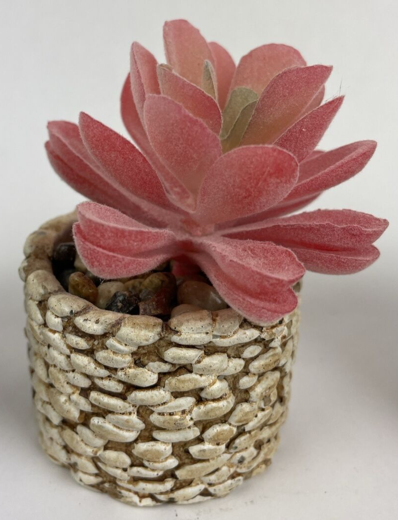 4 x Karlliu Artificial Plants Mini Succulent Flowers in Ceramic Pot Small Fake