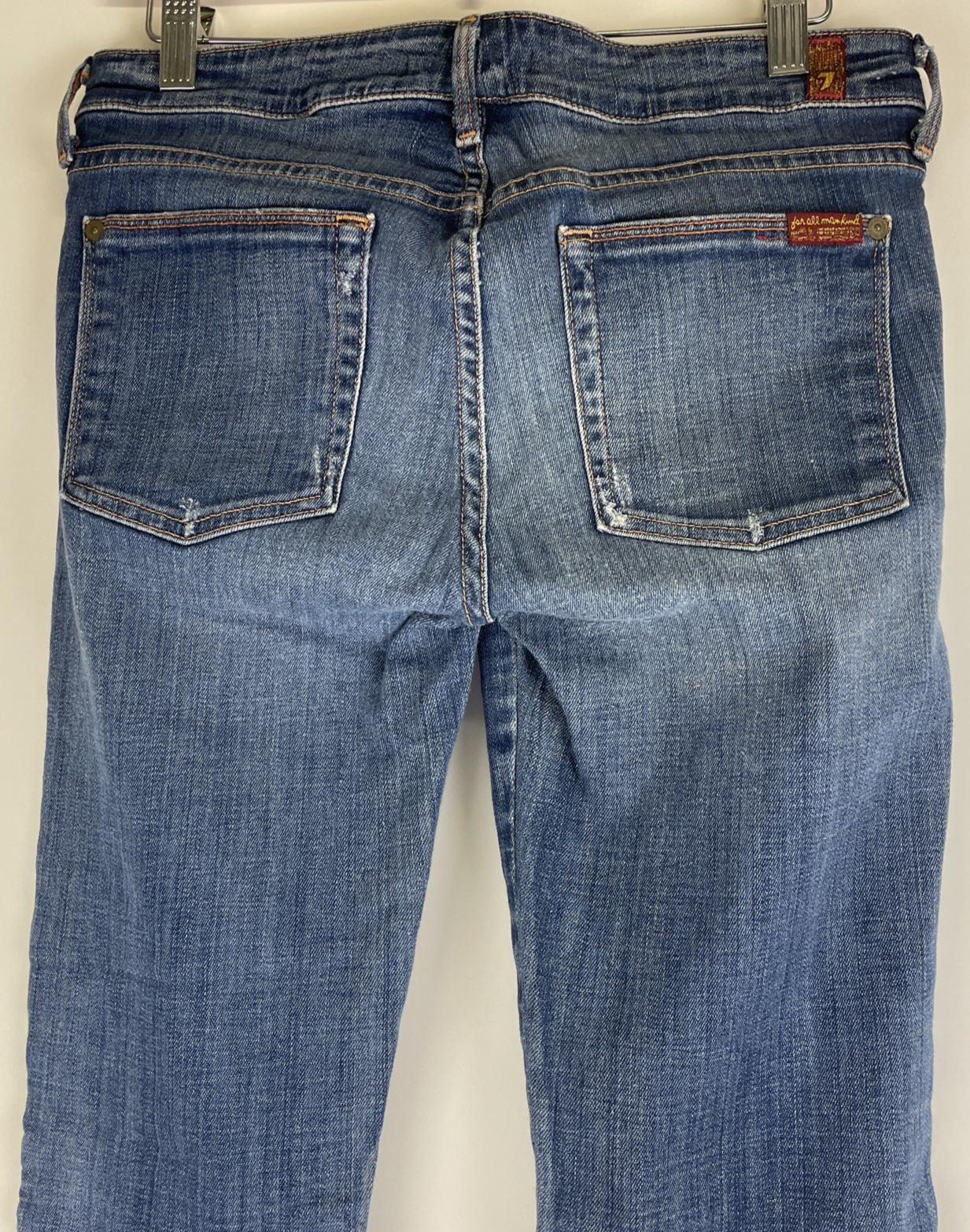 7 for all Mankind Skinny Low Rise Bootcut Jean Women's Sz 27 Light Blue Stretch