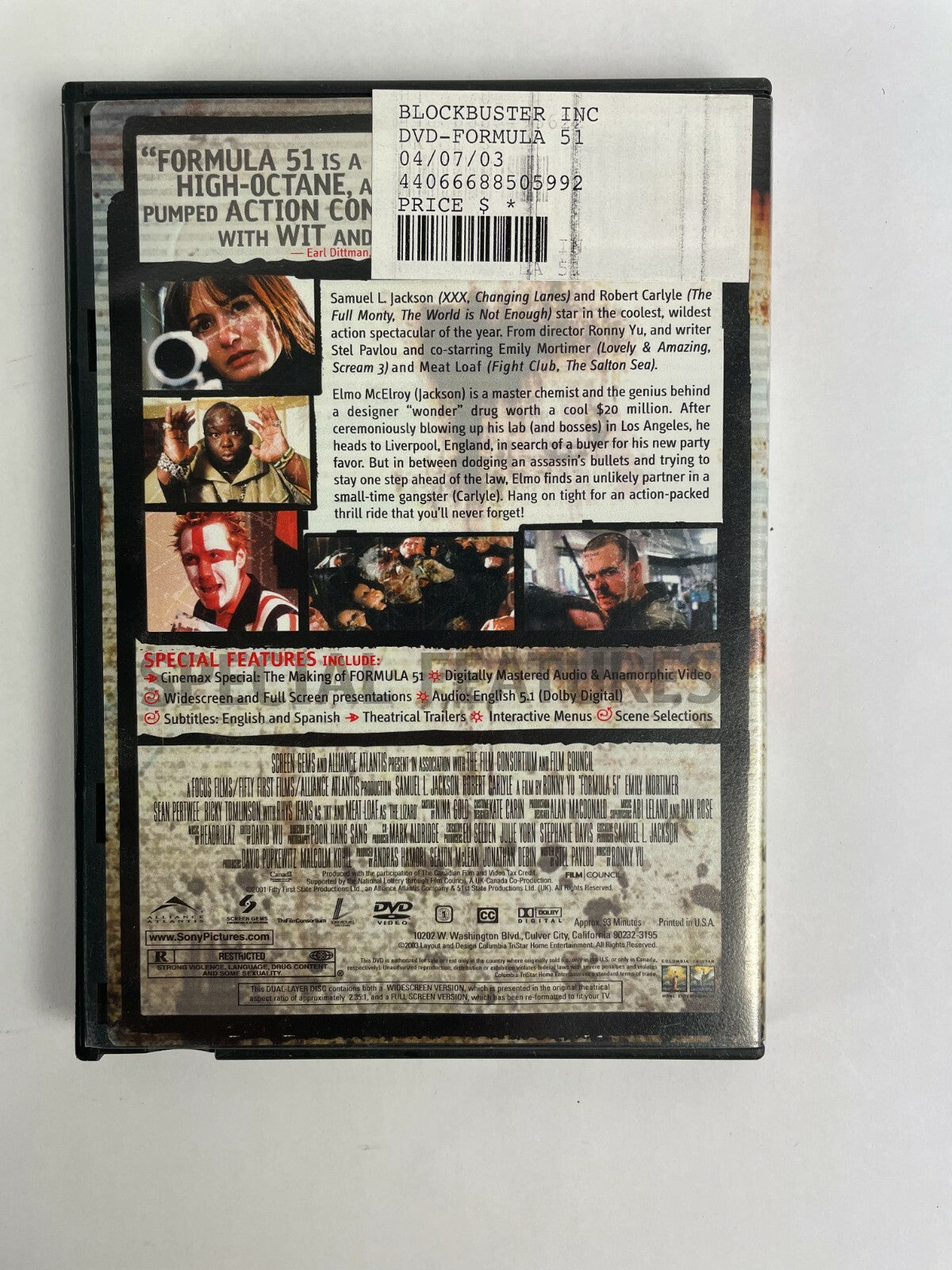 Formula 51 Samuel L.Jackson Robert Carlyle Meat Loaf As The Lizard Disc Q11