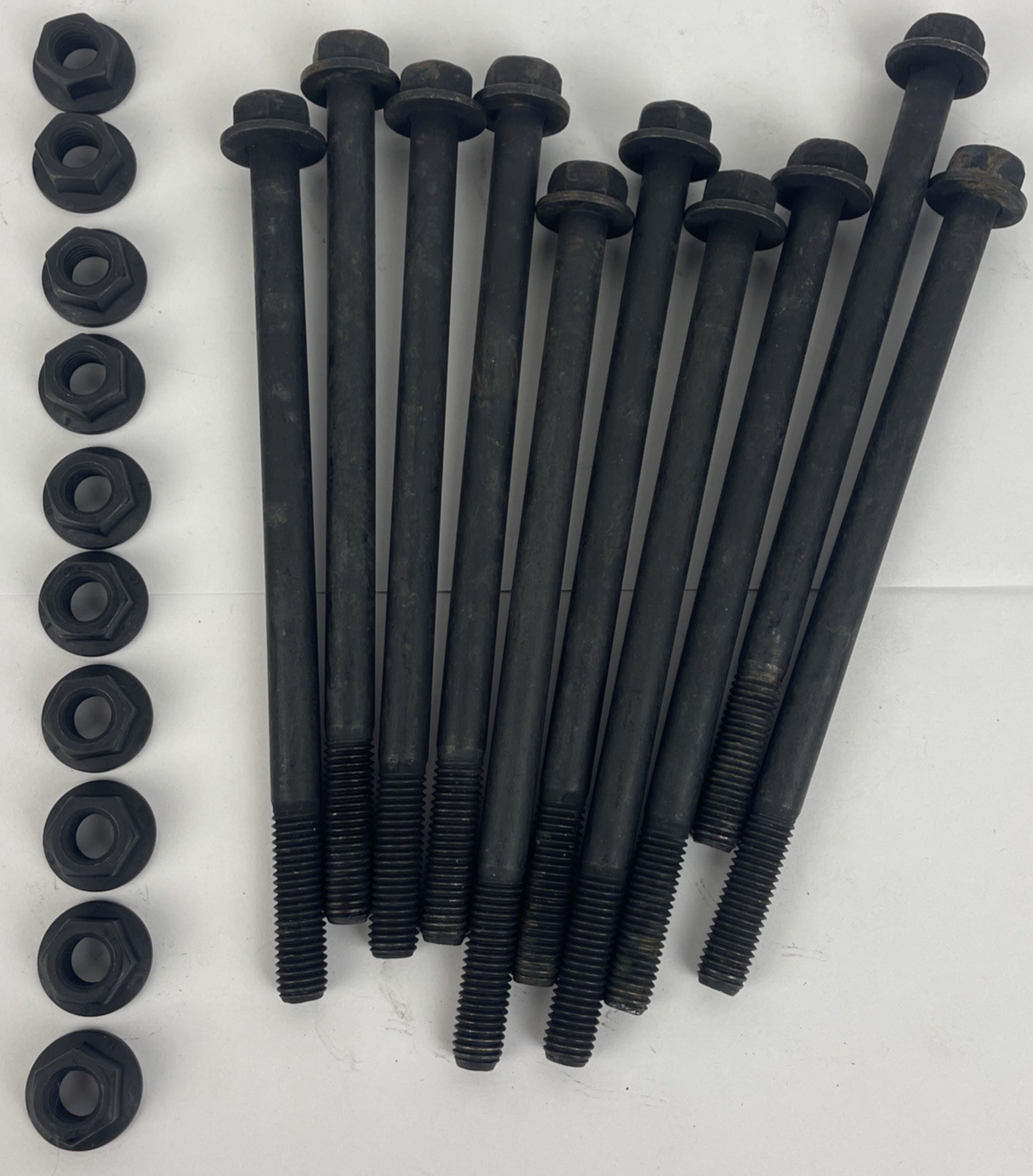 10 x Class 10.9  M10-1.50 Flange Bolt, Black Phosphate Steel 170 mm 7" w Hex Nut