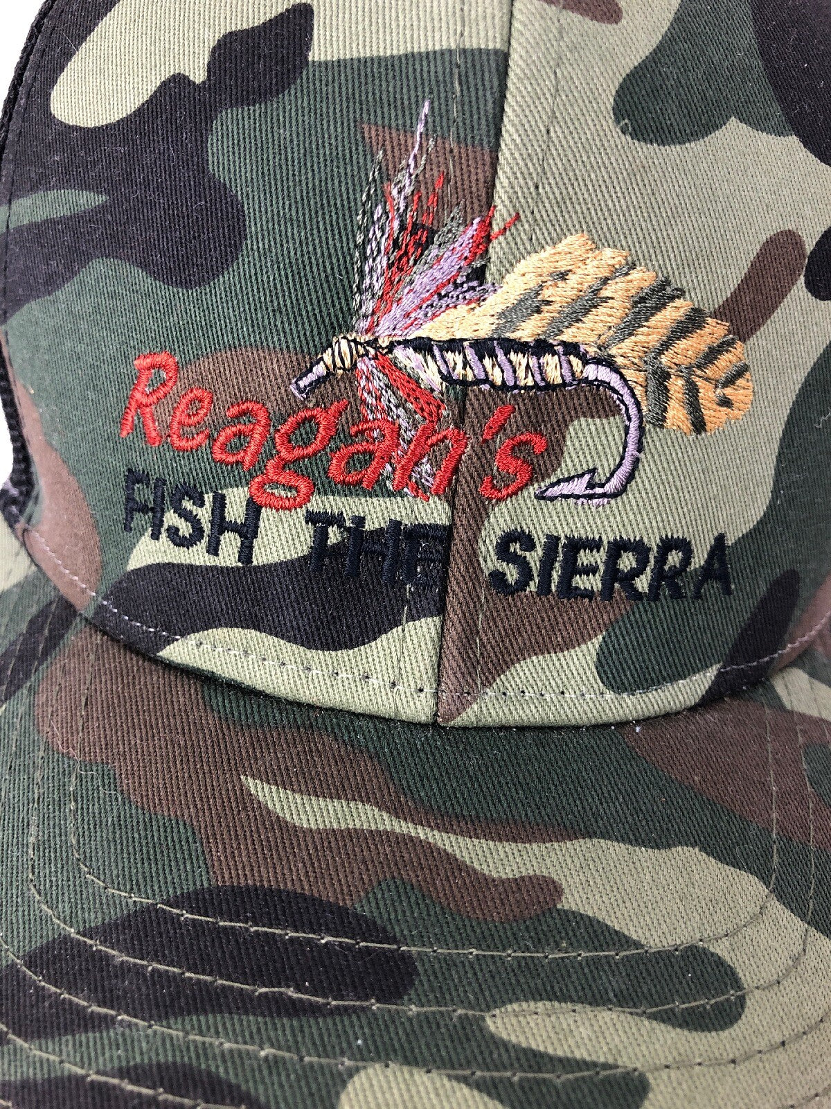 NEW Reagan’s Fly Fish The SIERRA CAMO MESH BACK ADJUSTABLE BASEBALL HAT Cap