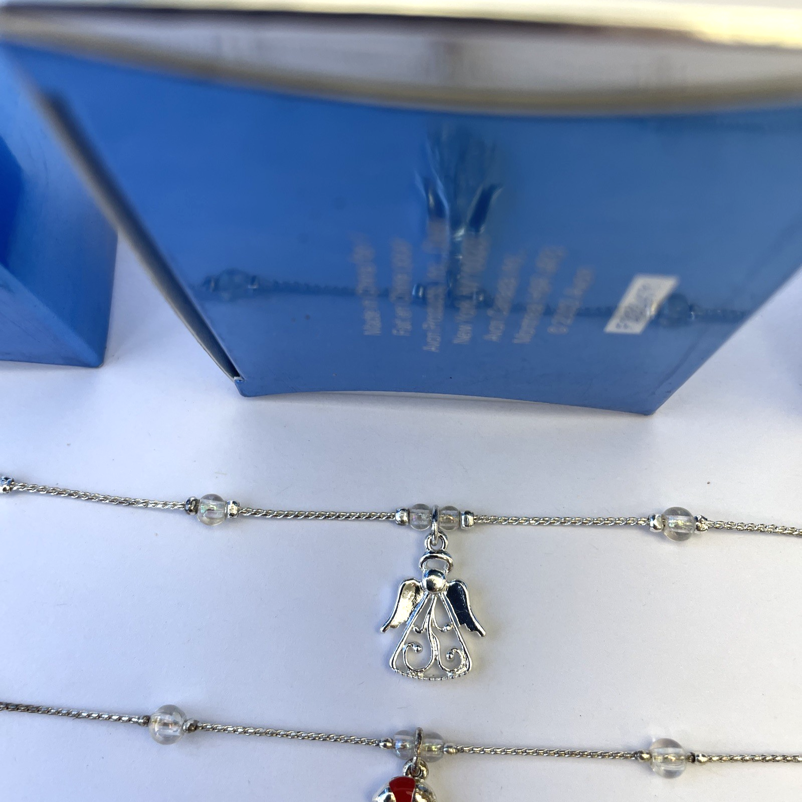 Lot of 3 x Vintage Avon Holiday Charm Anklet 9.5" Snowman / Angel / Candy Cane