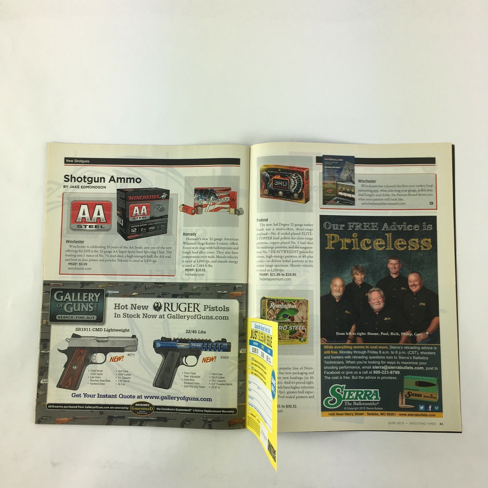 June 2015 Shooting Times Magazine Guns&Gear Savage A17 with Bushnell 3.5-10x36mm